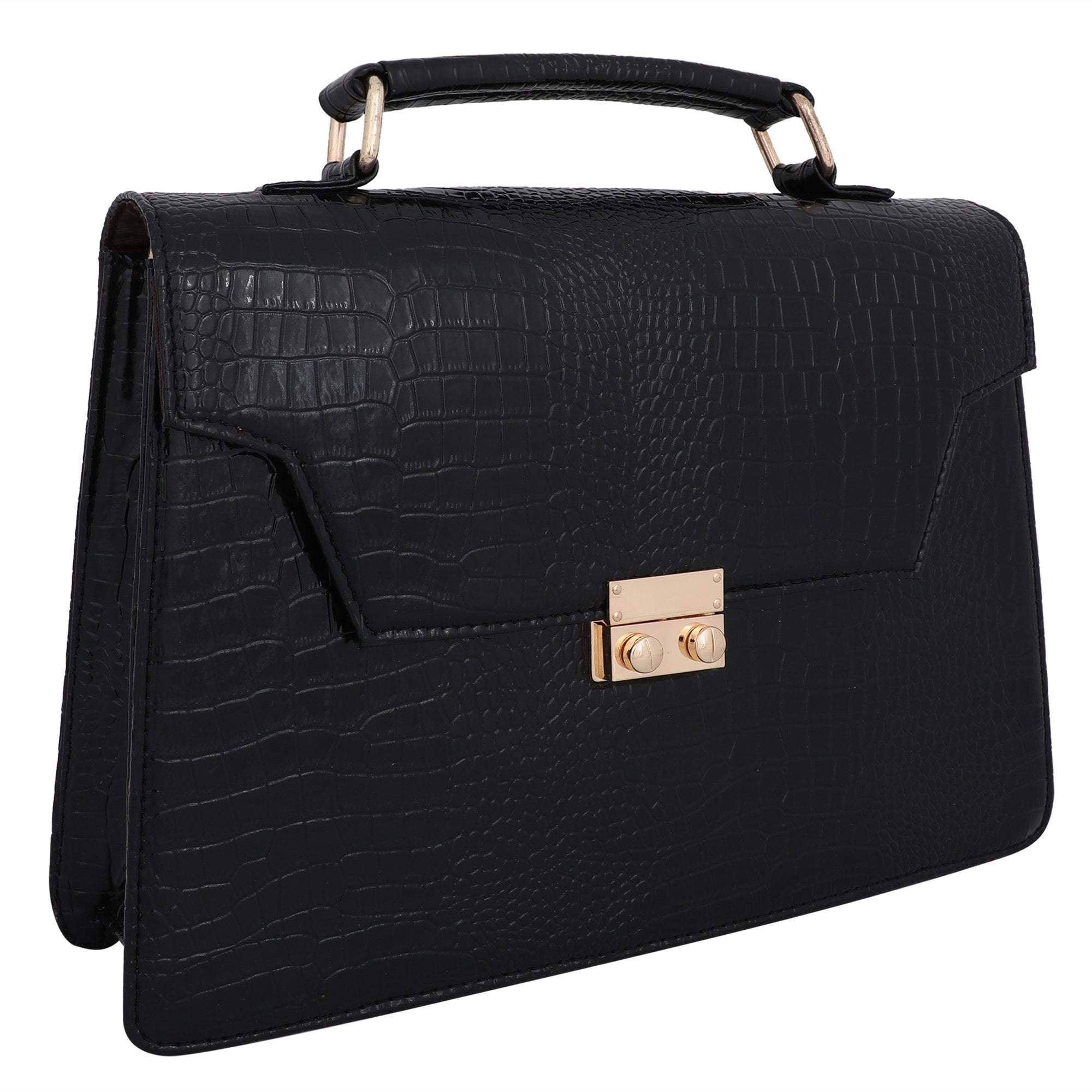 kinnoti Handbags Vegan Croco Leather Satchel Hand Bag