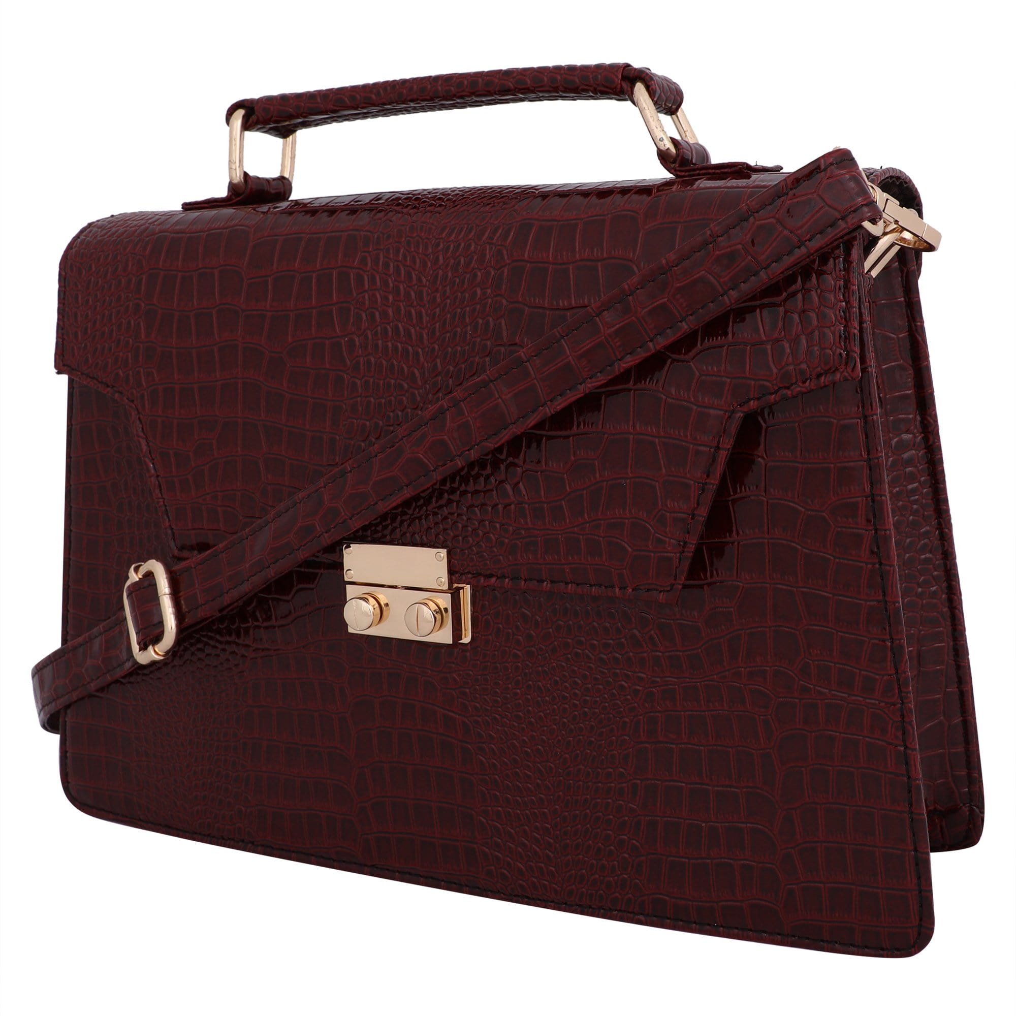 kinnoti Handbags Vegan Croco Leather Satchel Hand Bag