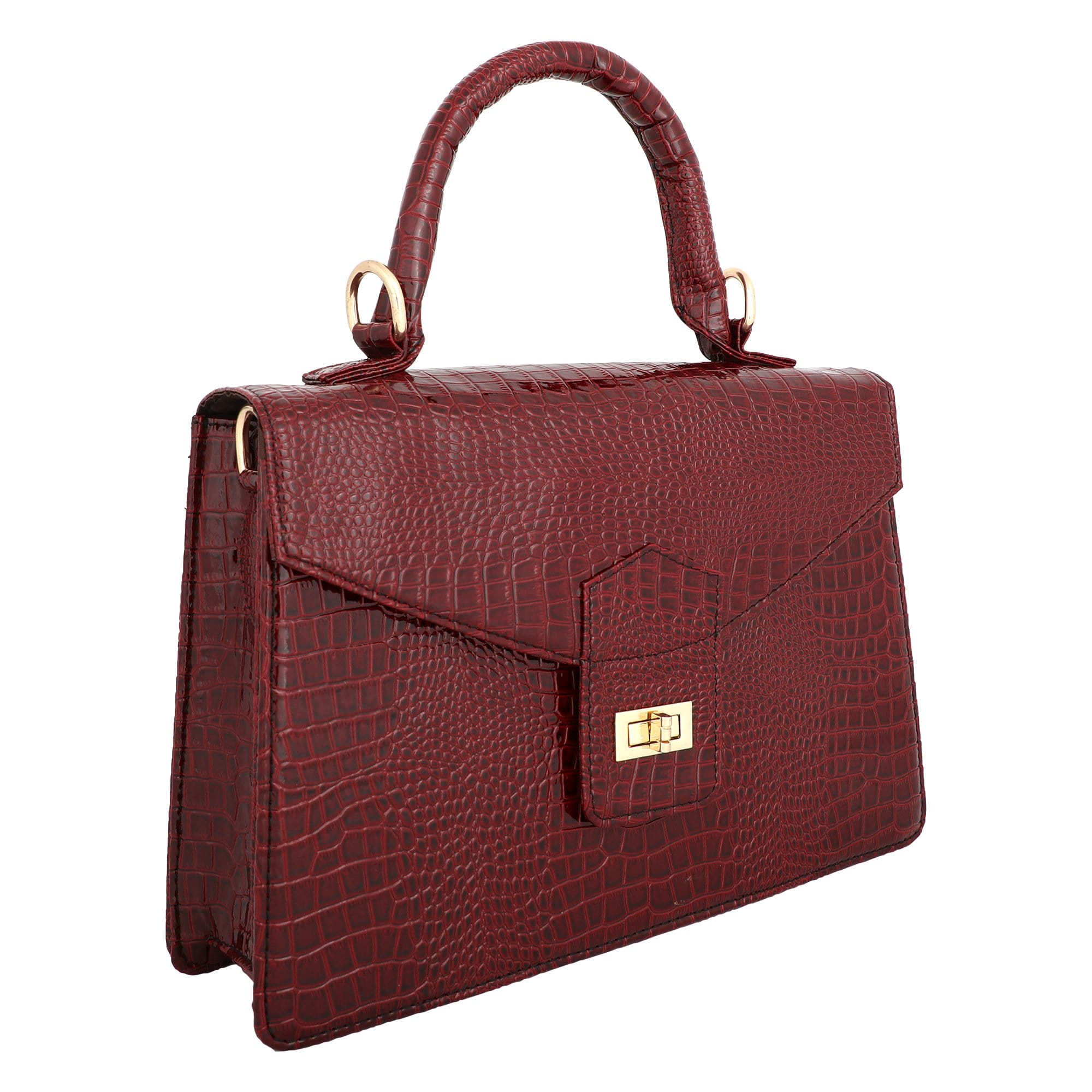 kinnoti Handbags Vegan Croco Leather Satchel Handbag