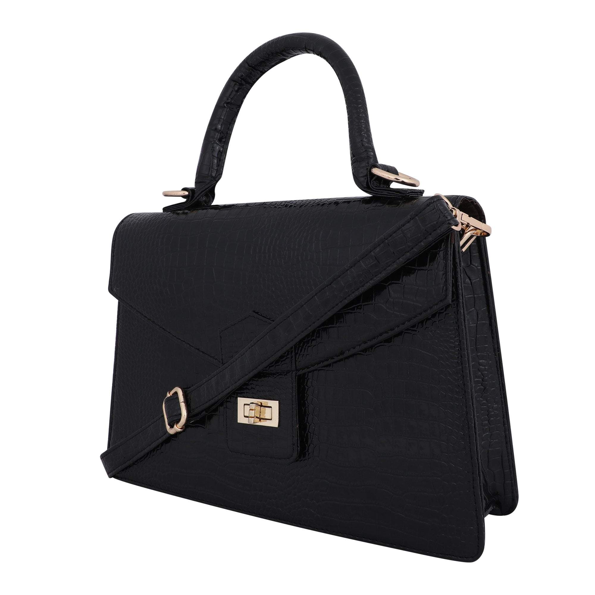 kinnoti Handbags Vegan Croco Leather Satchel Handbag