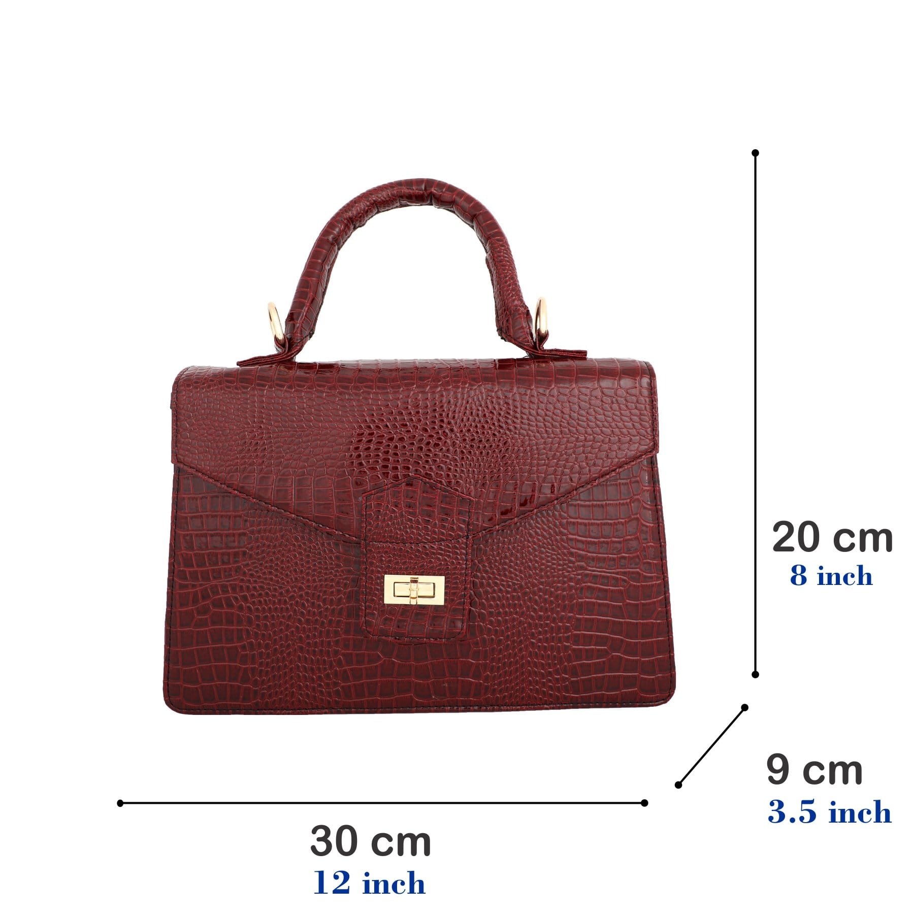 kinnoti Handbags Vegan Croco Leather Satchel Handbag