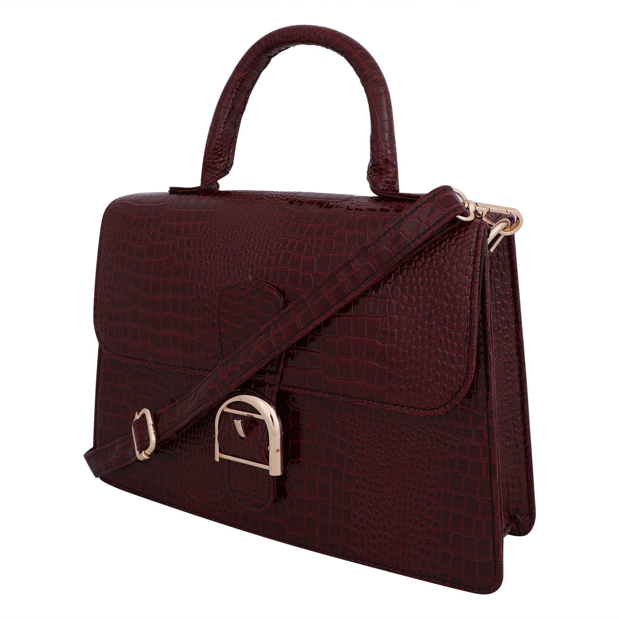 kinnoti Handbags Vegan Croco Leather Satchel Handbag