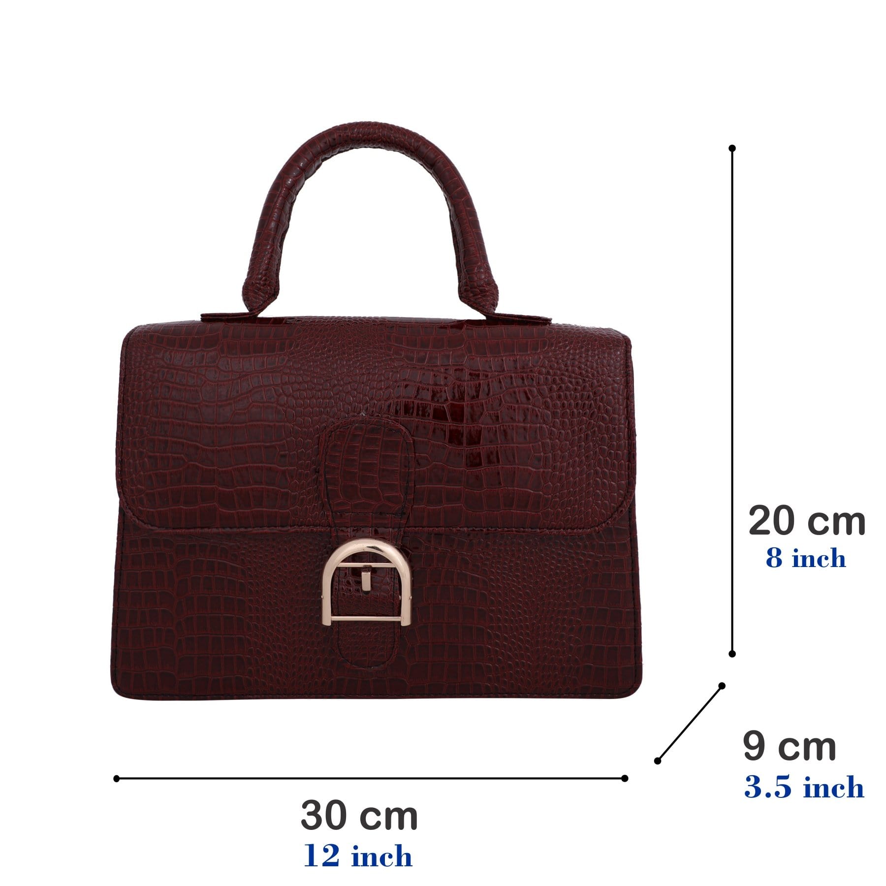 kinnoti Handbags Vegan Croco Leather Satchel Handbag