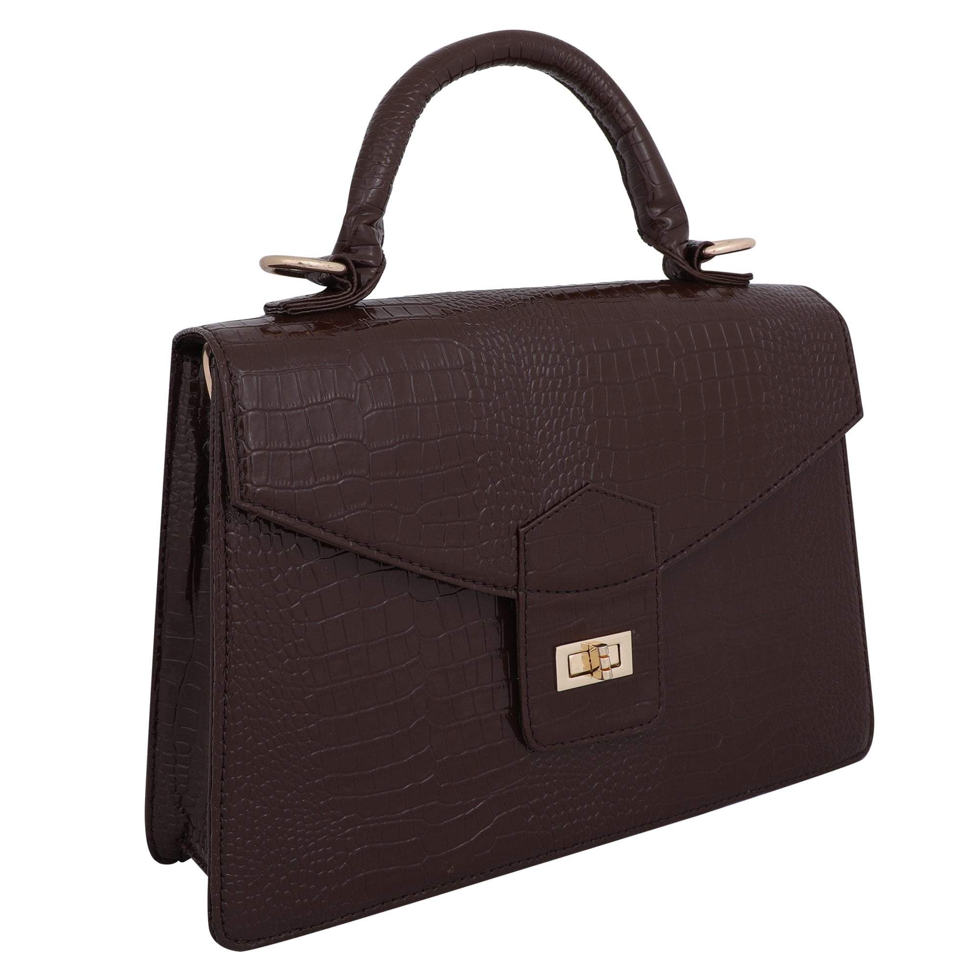 kinnoti Handbags Vegan Croco Leather Satchel Handbag