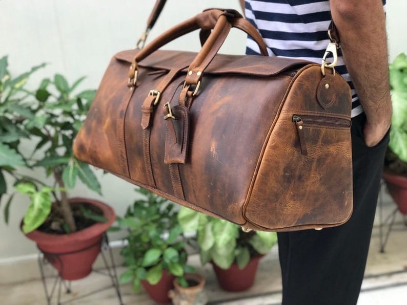 kinnoti Hunter Brown Leather Duffle Bag