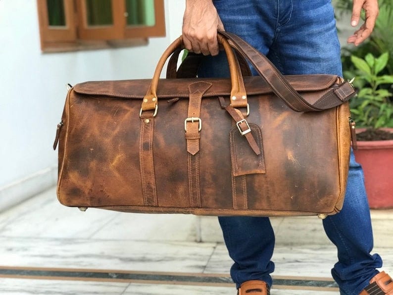 kinnoti Hunter Brown Leather Duffle Bag