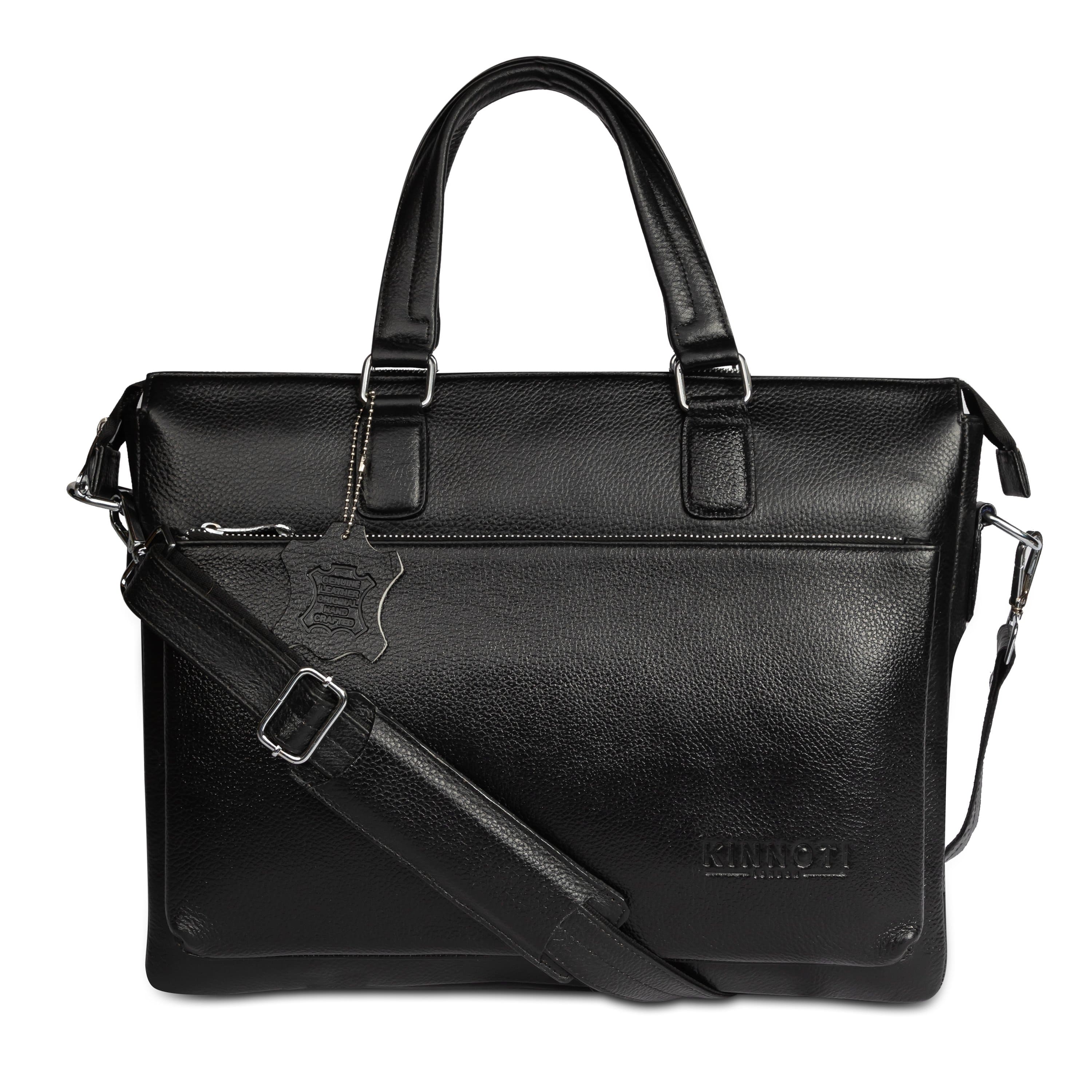 kinnoti LAPTOP BAGS Black Men Solid Genuine Leather Laptop Bag