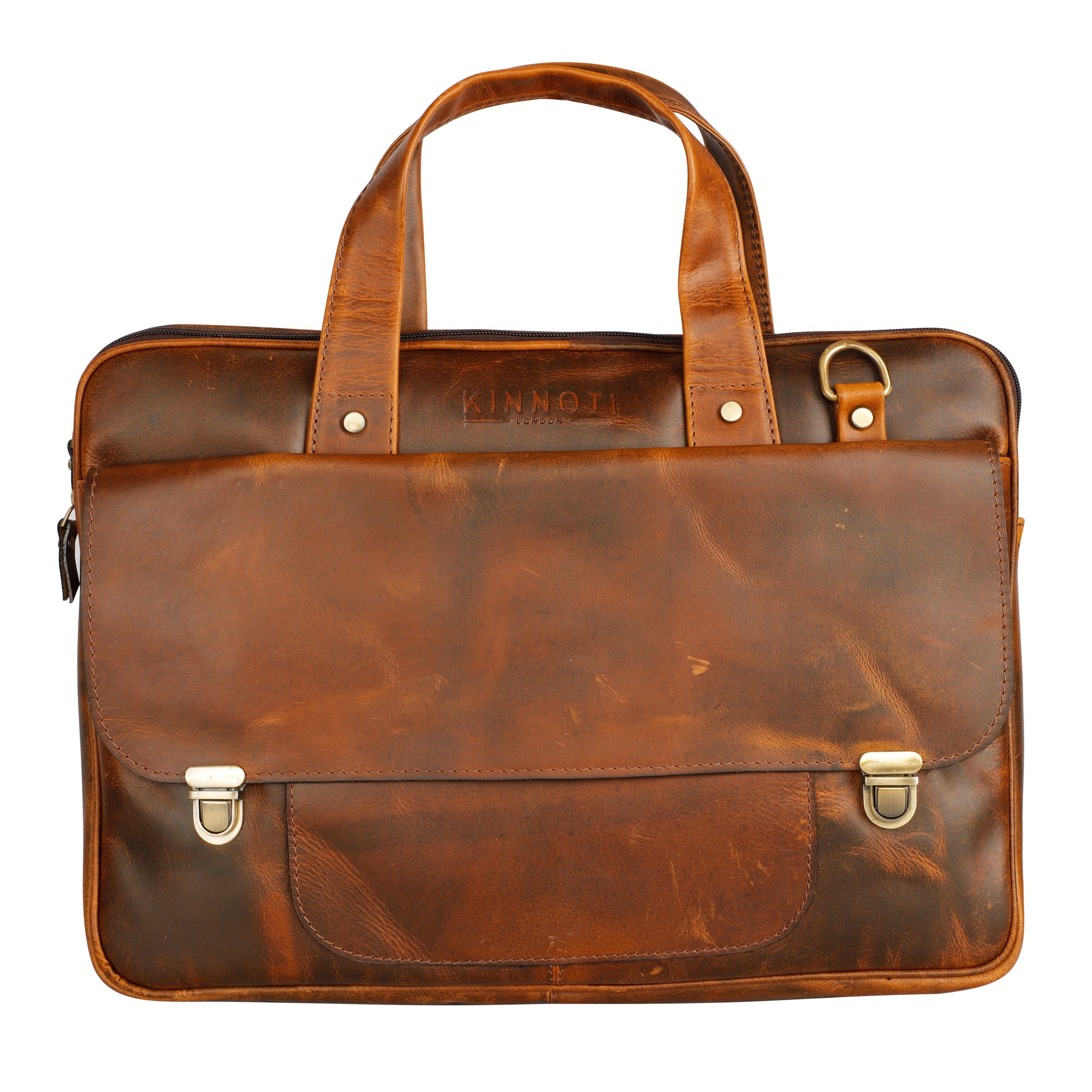 kinnoti LAPTOP BAGS BUCKLED HUNTER LEATHER LAPTOP BAG