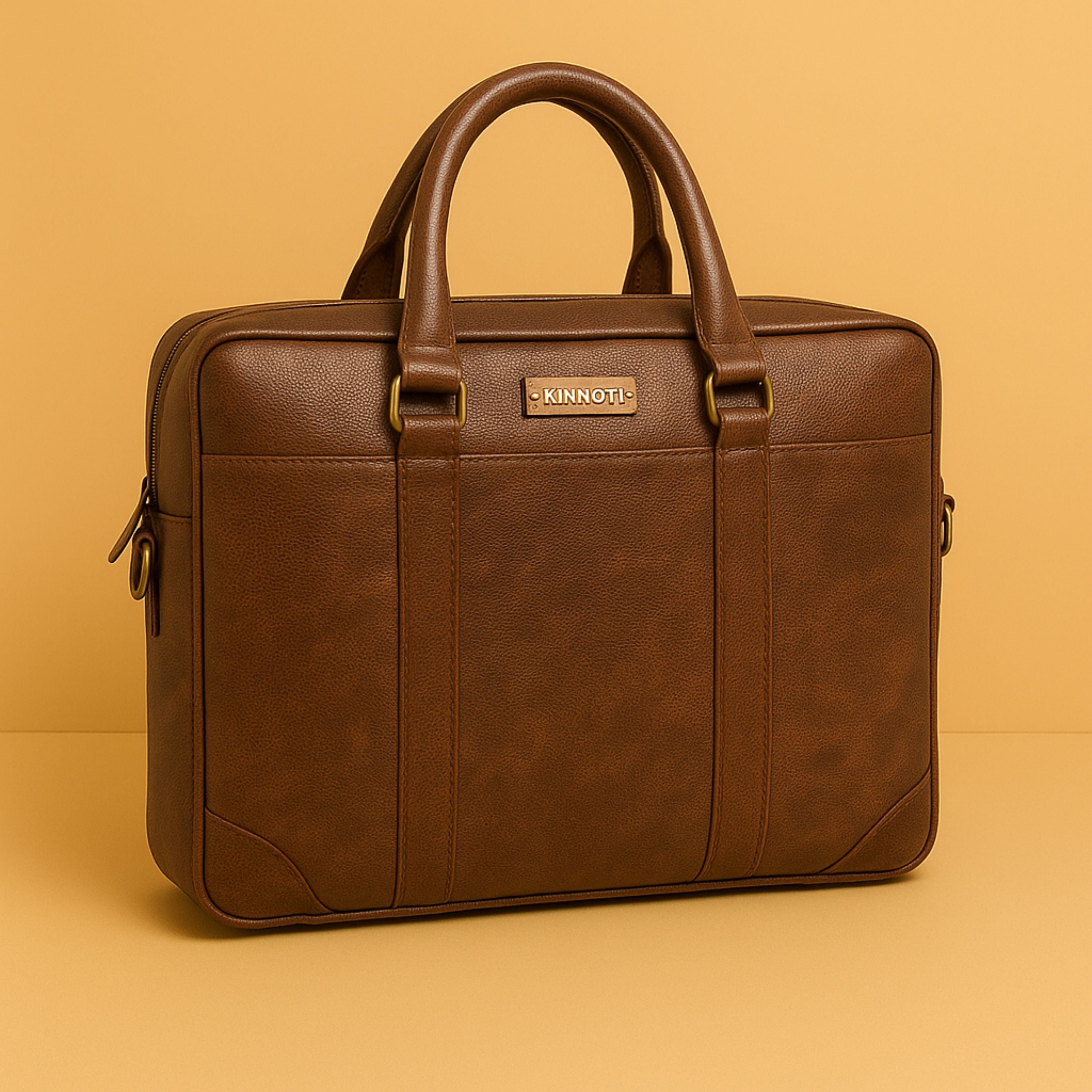 kinnoti LAPTOP BAGS coffee Brown Dufter Vegan Leather Laptop Bag