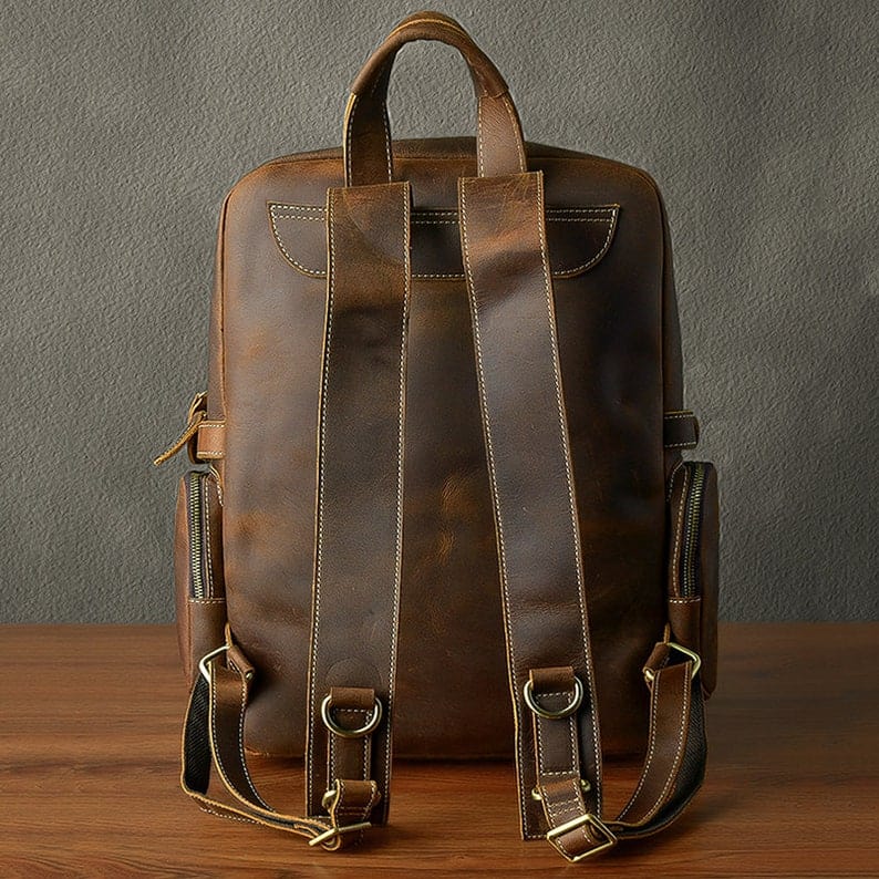 kinnoti LAPTOP BAGS Dark Brown Leather Backpack
