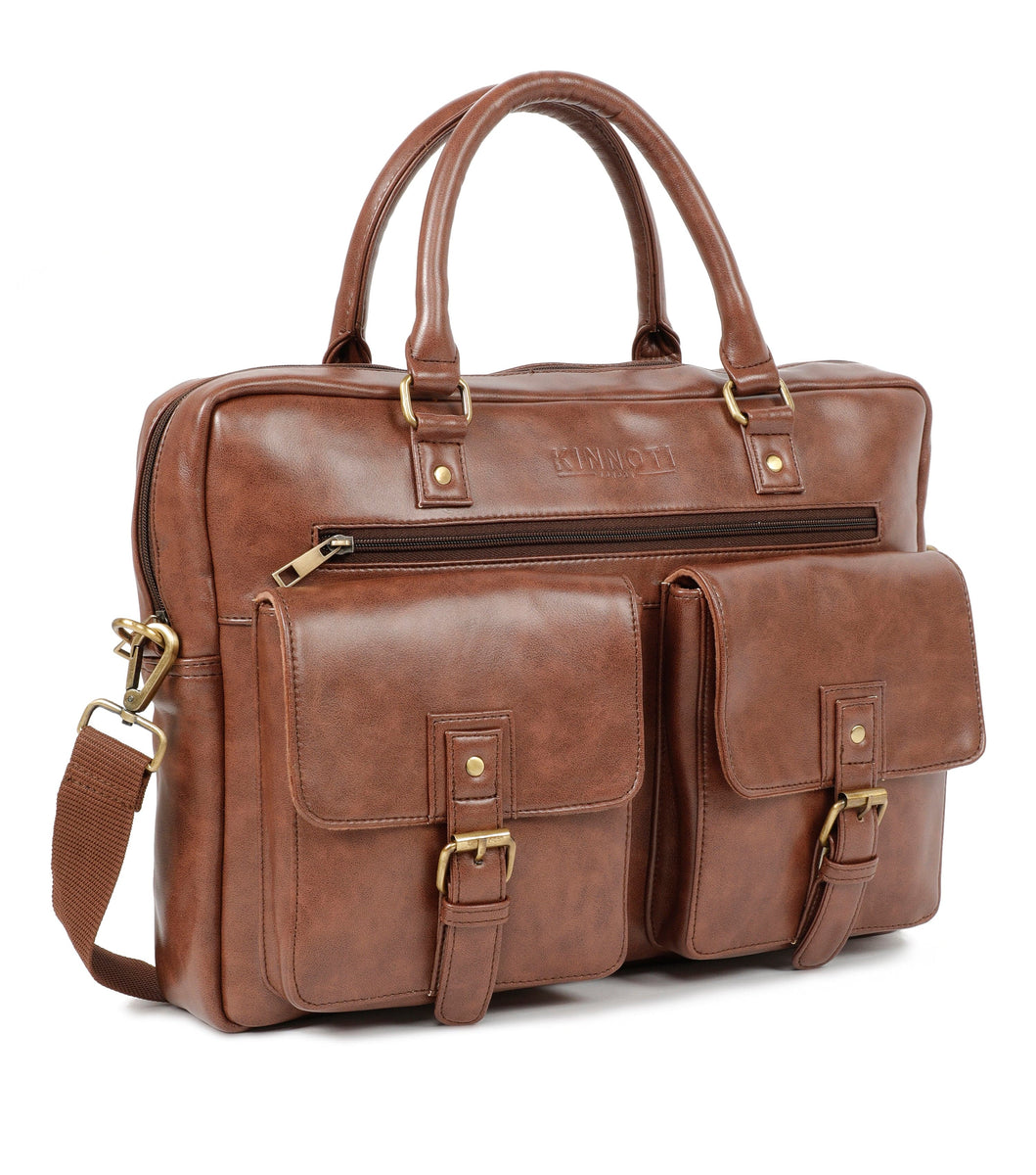 Houston Vegan Leather Laptop Bag with Adjustable Shoulder Strap, Water