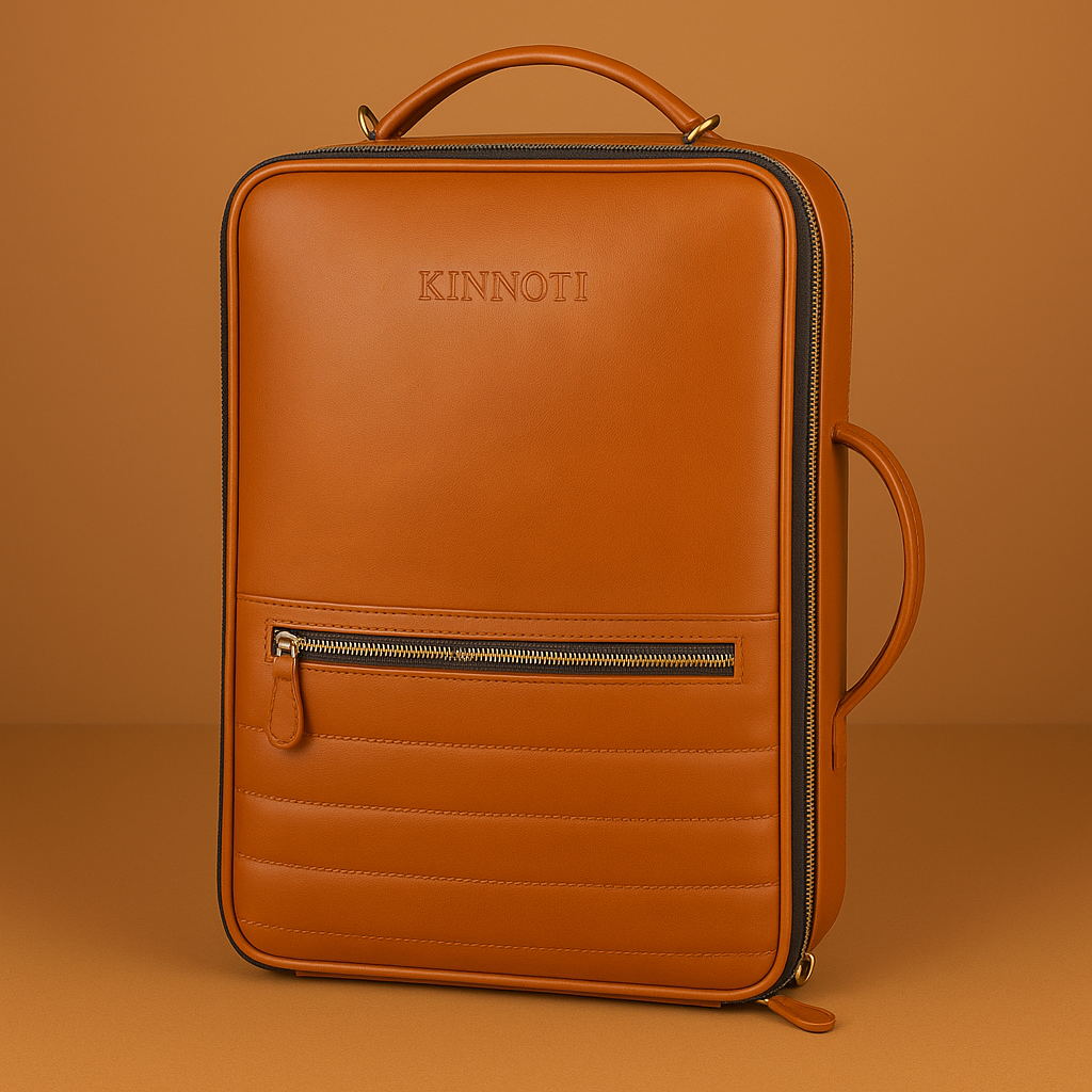 best backpack cum travel bag Buy Best Vegan Leather Backpack Cum Laptop Bag brown & tan- Kinnoti