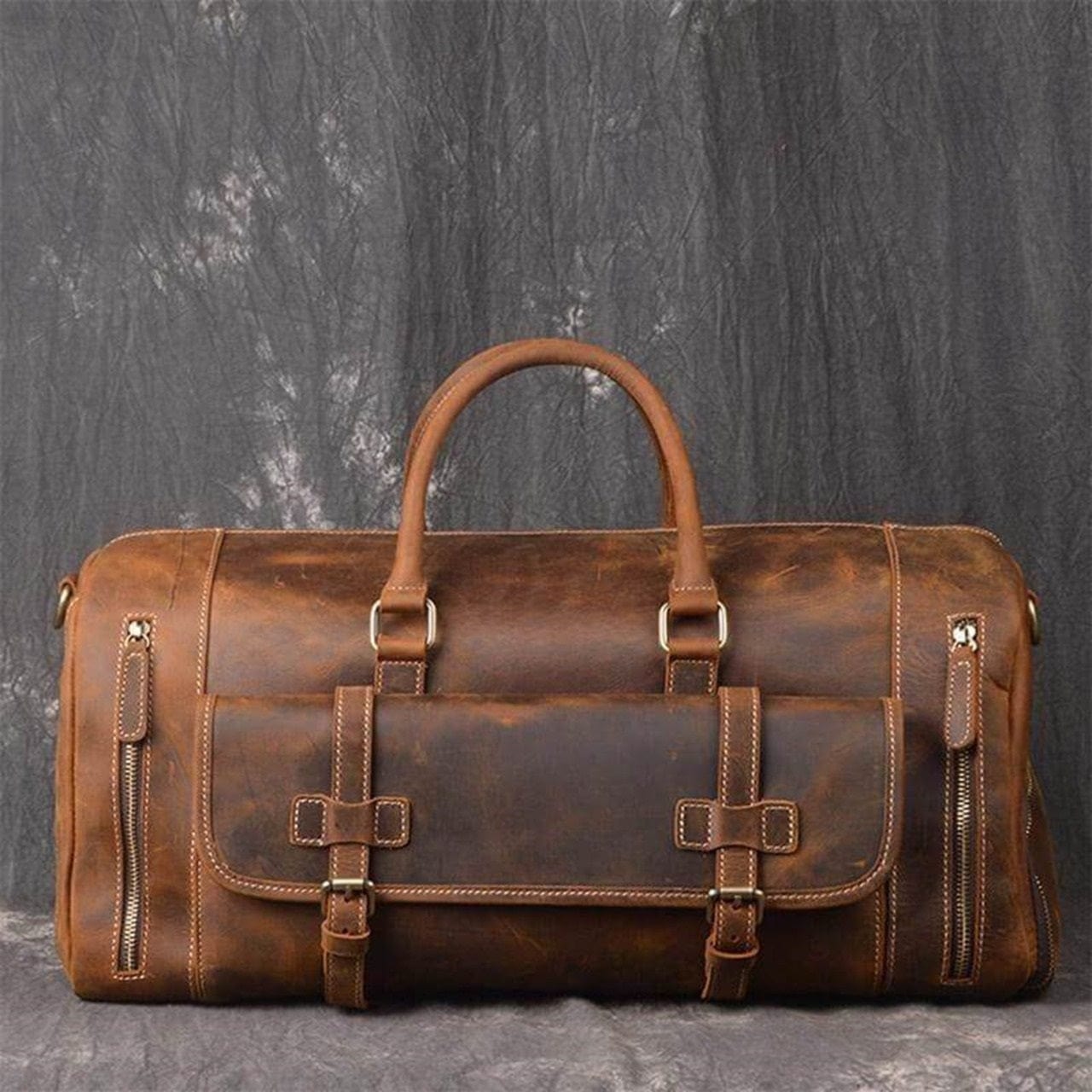 Kinnoti Large Genuine Leather Travel Duffle Bag