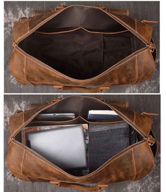 Kinnoti Large Genuine Leather Travel Duffle Bag