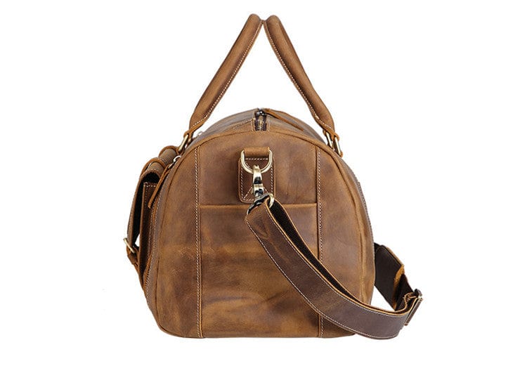 Kinnoti Large Genuine Tan Leather Travel Duffle Bag