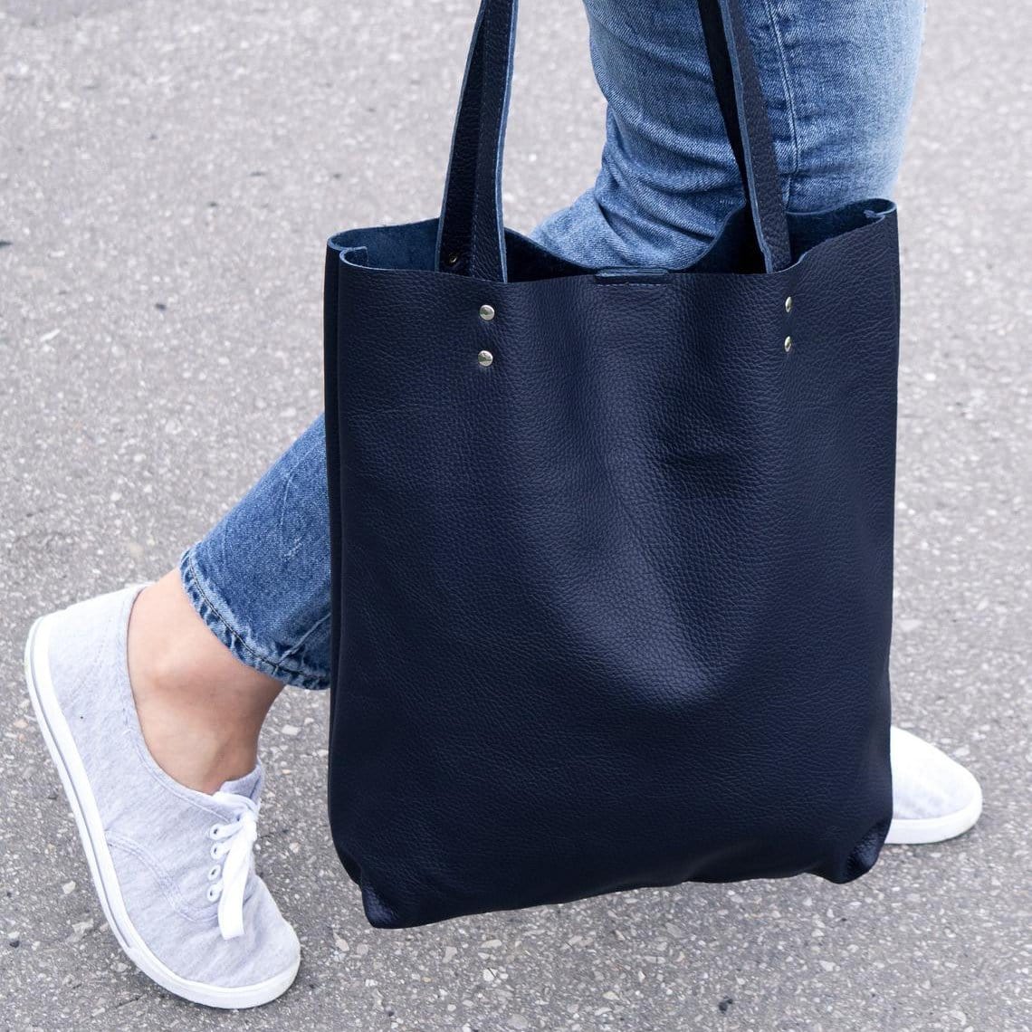 kinnoti Leather Tote Bag Minimal Rectangular Leather Tote Bag
