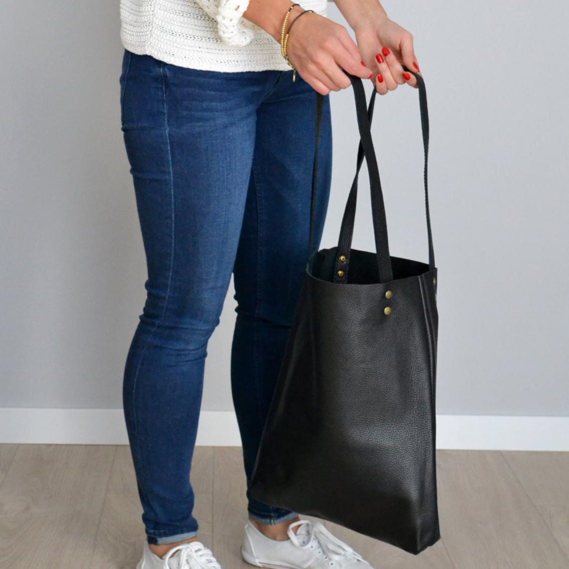 kinnoti Leather Tote Bag RECTANGULAR LEATHER TOTE BAG