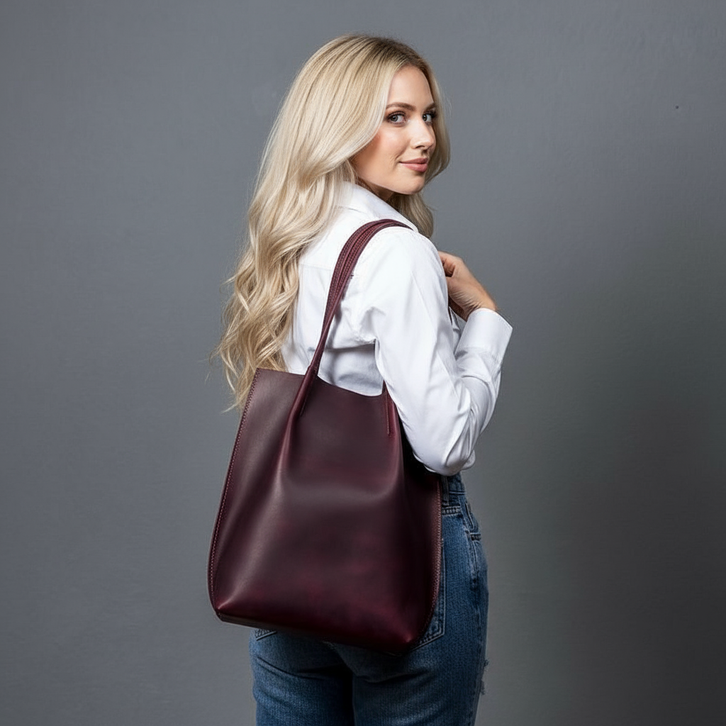 Kinnoti Leather Tote Bag Tan Crunch Leather Tote Bag