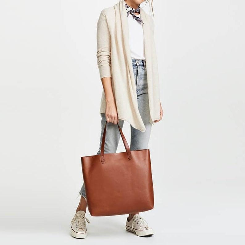 kinnoti Leather Tote Bag Tan Leather Tote Bag