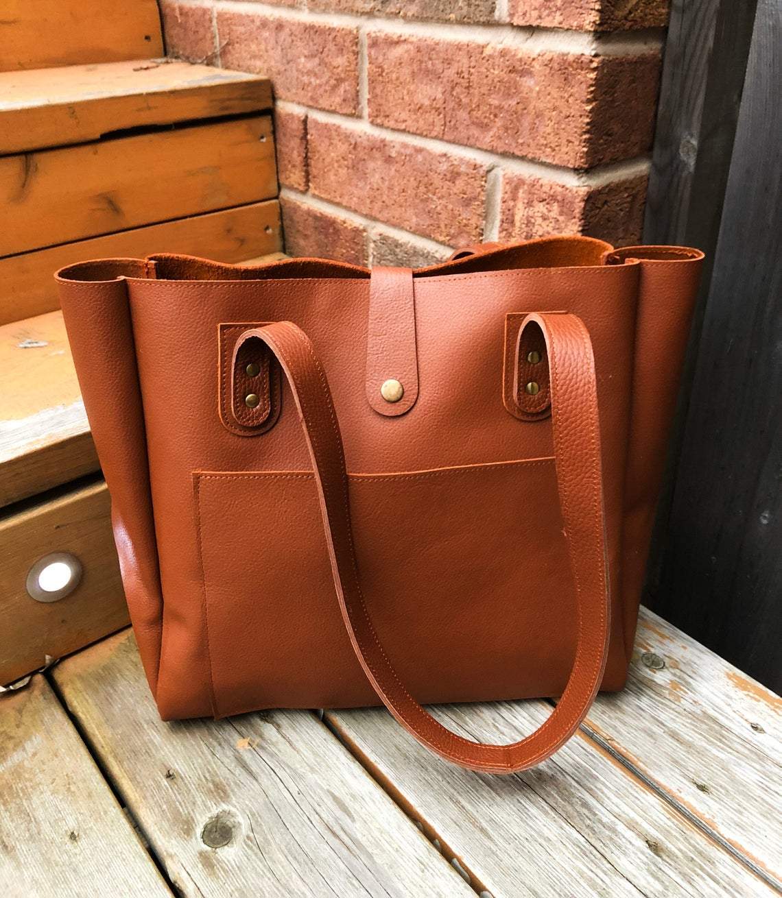 kinnoti Leather Tote Bag Tan Leather Tote Bag
