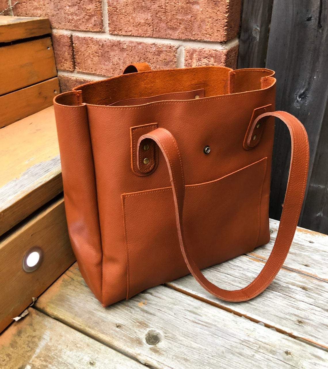 kinnoti Leather Tote Bag Tan Leather Tote Bag