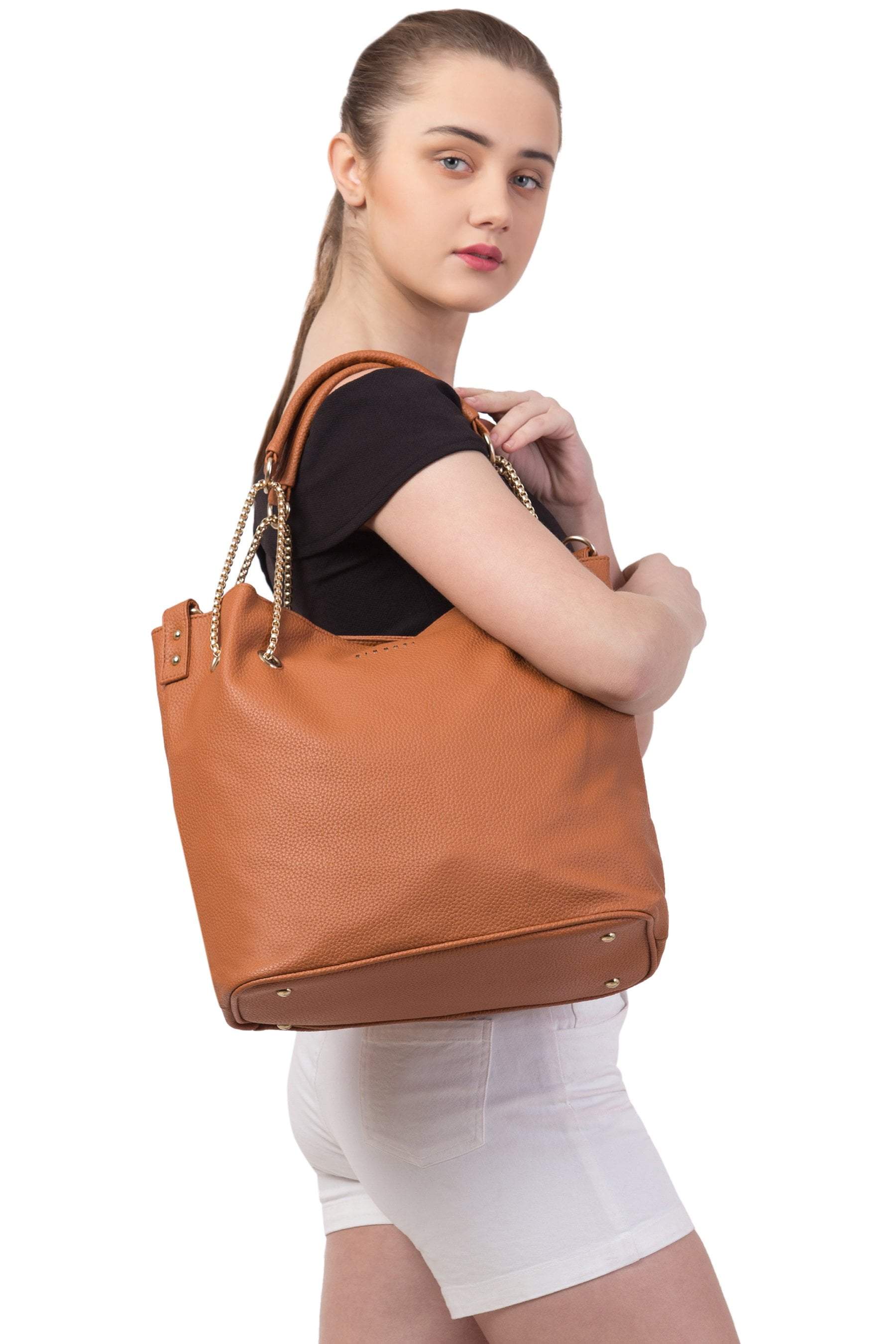 kinnoti Light Brown Chain Tote Bag