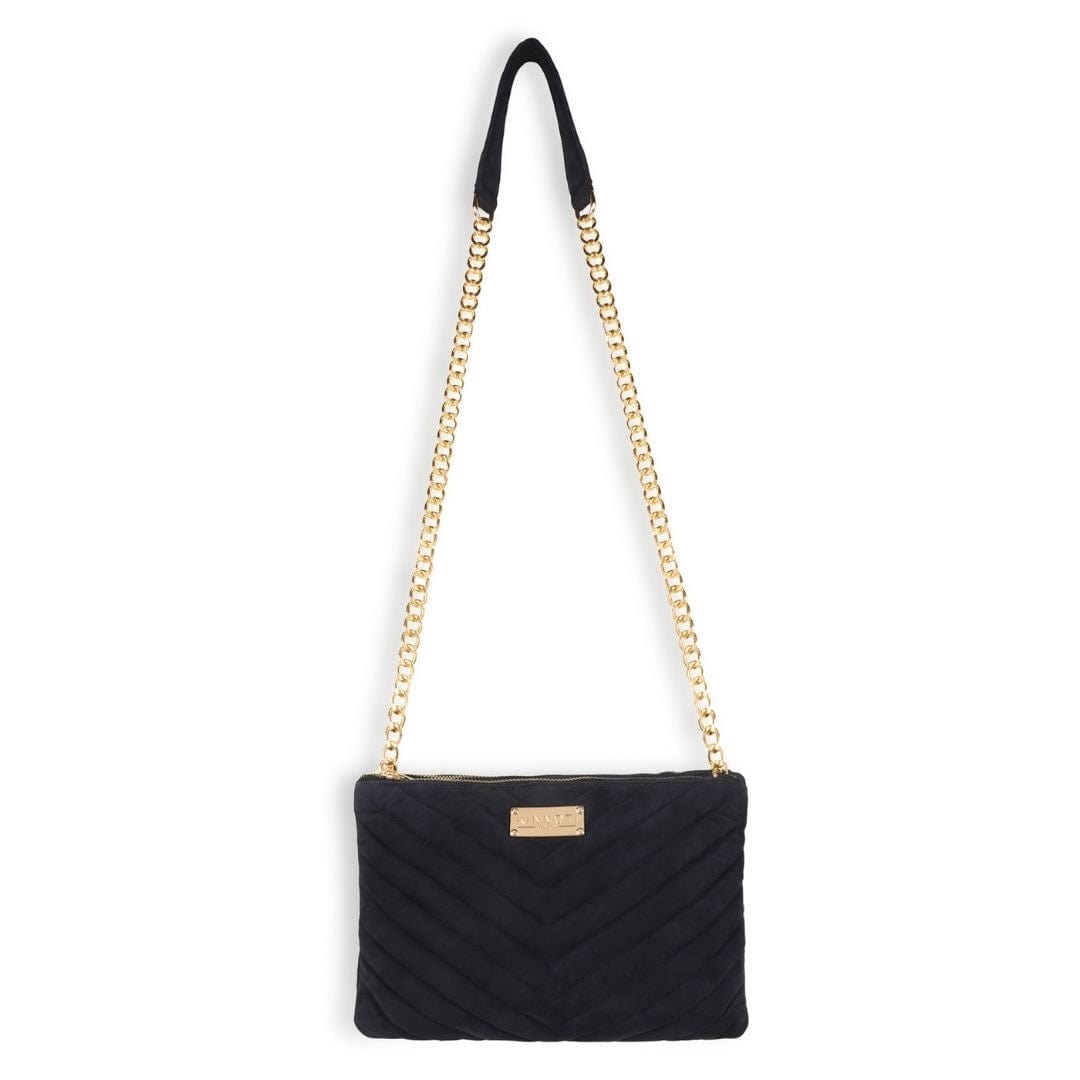 Kinnoti Linear Quilted Suede Leather Sling Bag