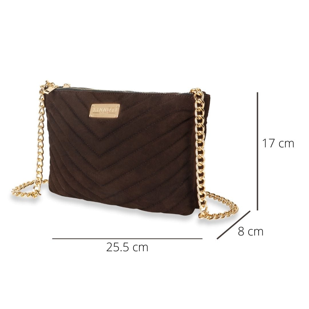 Kinnoti Linear Quilted Suede Leather Sling Bag