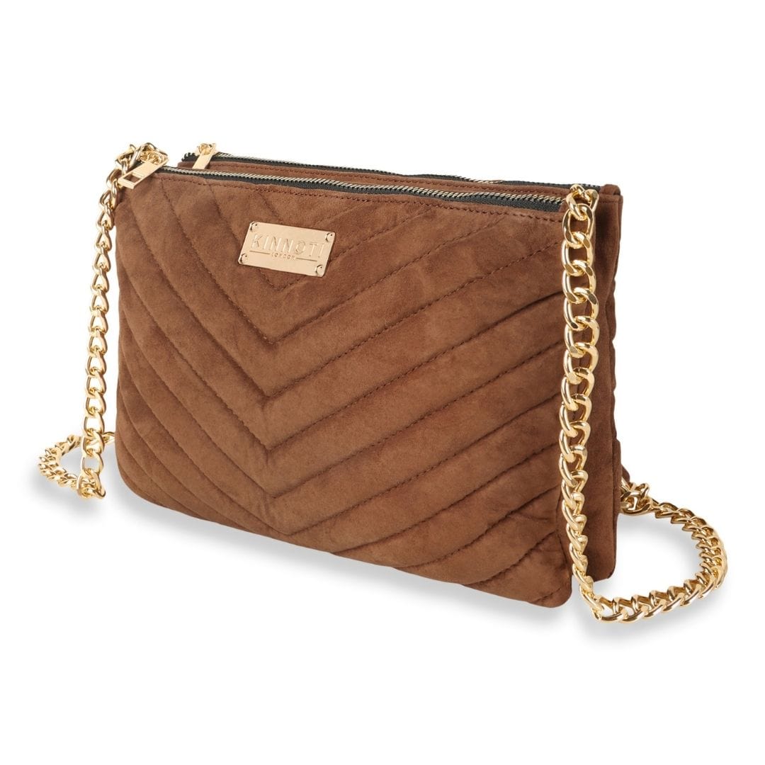 Kinnoti Linear Quilted Suede Leather Sling Bag