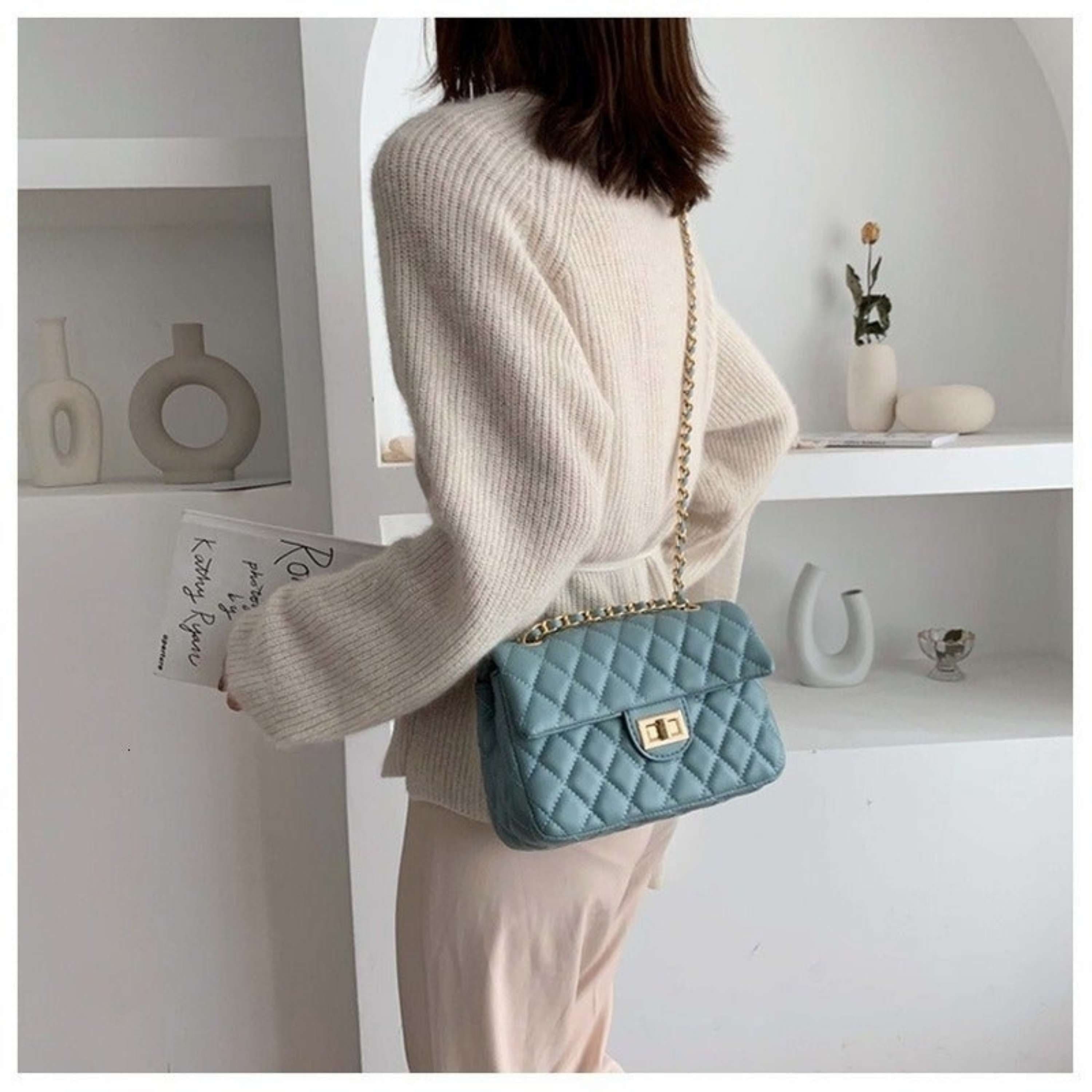 kinnoti New Quilted Turn Lock Chain Sling Bag