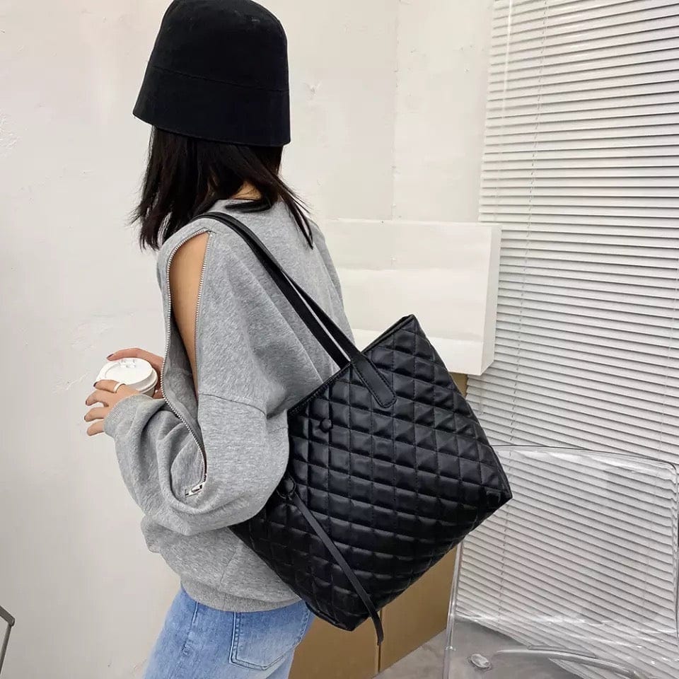 kinnoti Quilted Vegan Leather Tote Bag