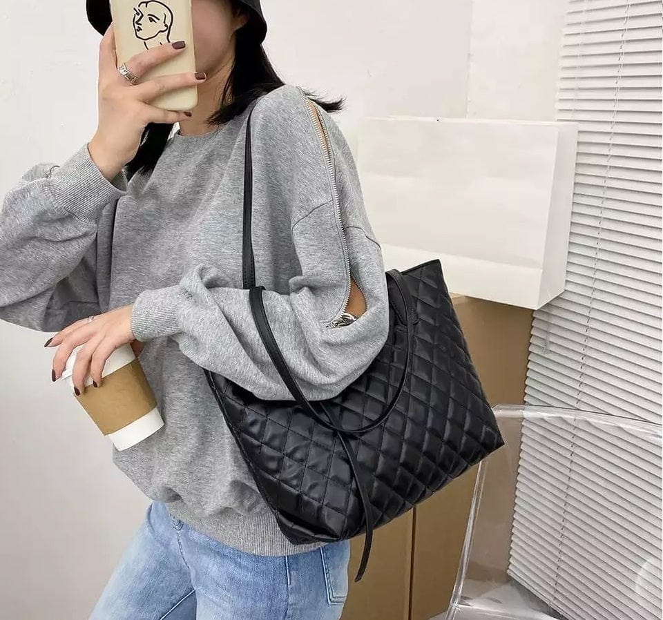 kinnoti Quilted Vegan Leather Tote Bag