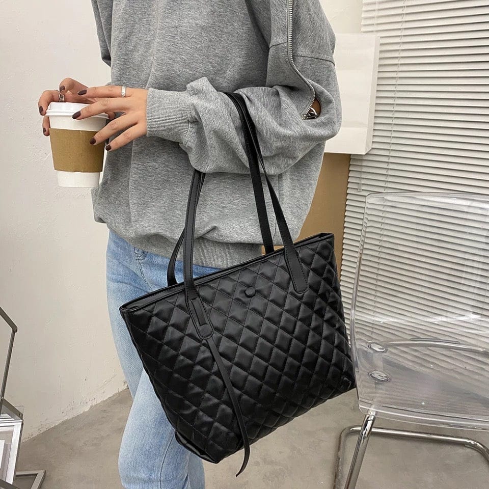 kinnoti Quilted Vegan Leather Tote Bag