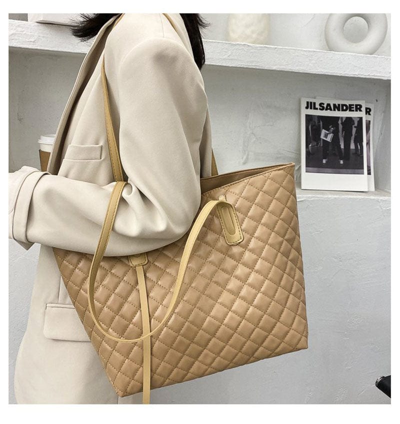 kinnoti Quilted Vegan Leather Tote Bag