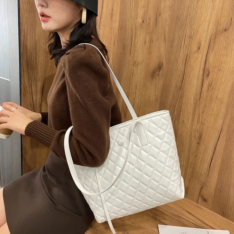 kinnoti Quilted Vegan Leather Tote Bag