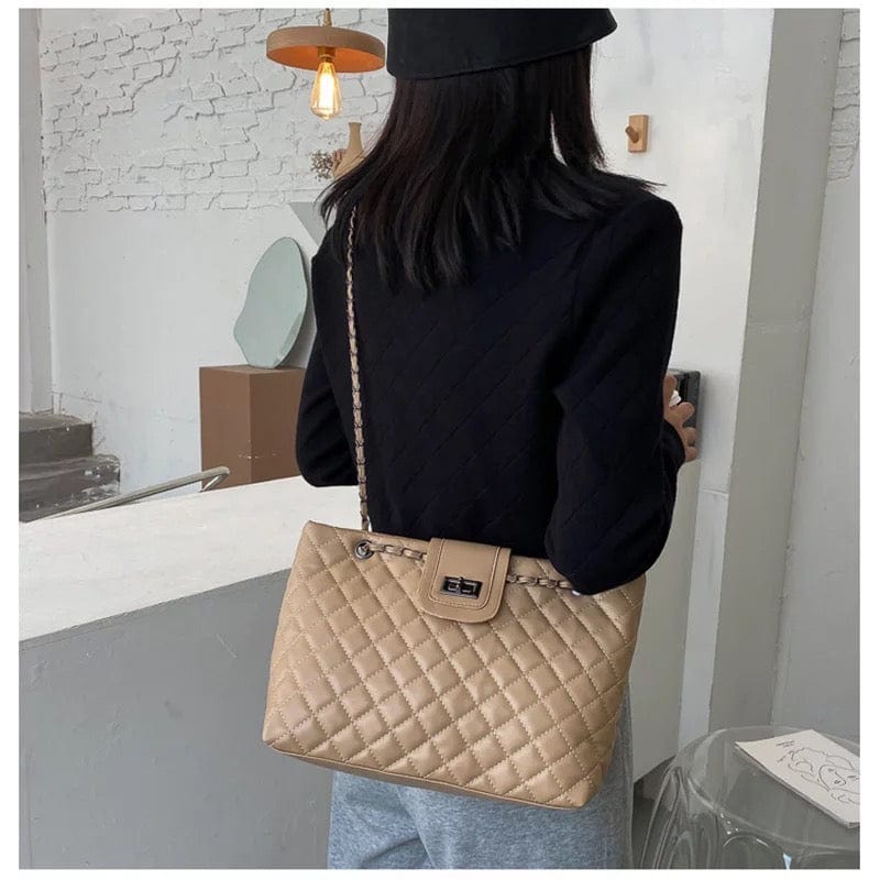 kinnoti Quilted Vegan Leather Tote Bag