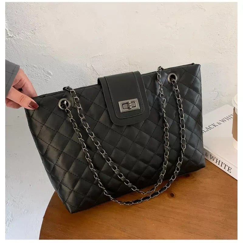kinnoti Quilted Vegan Leather Tote Bag