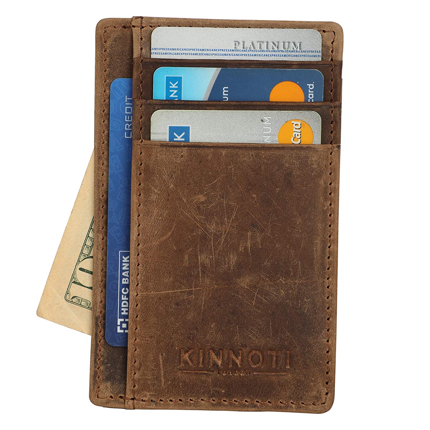 kinnoti RFID Minimalist Slim Credit Card Holder With 3 Hidden Pockets