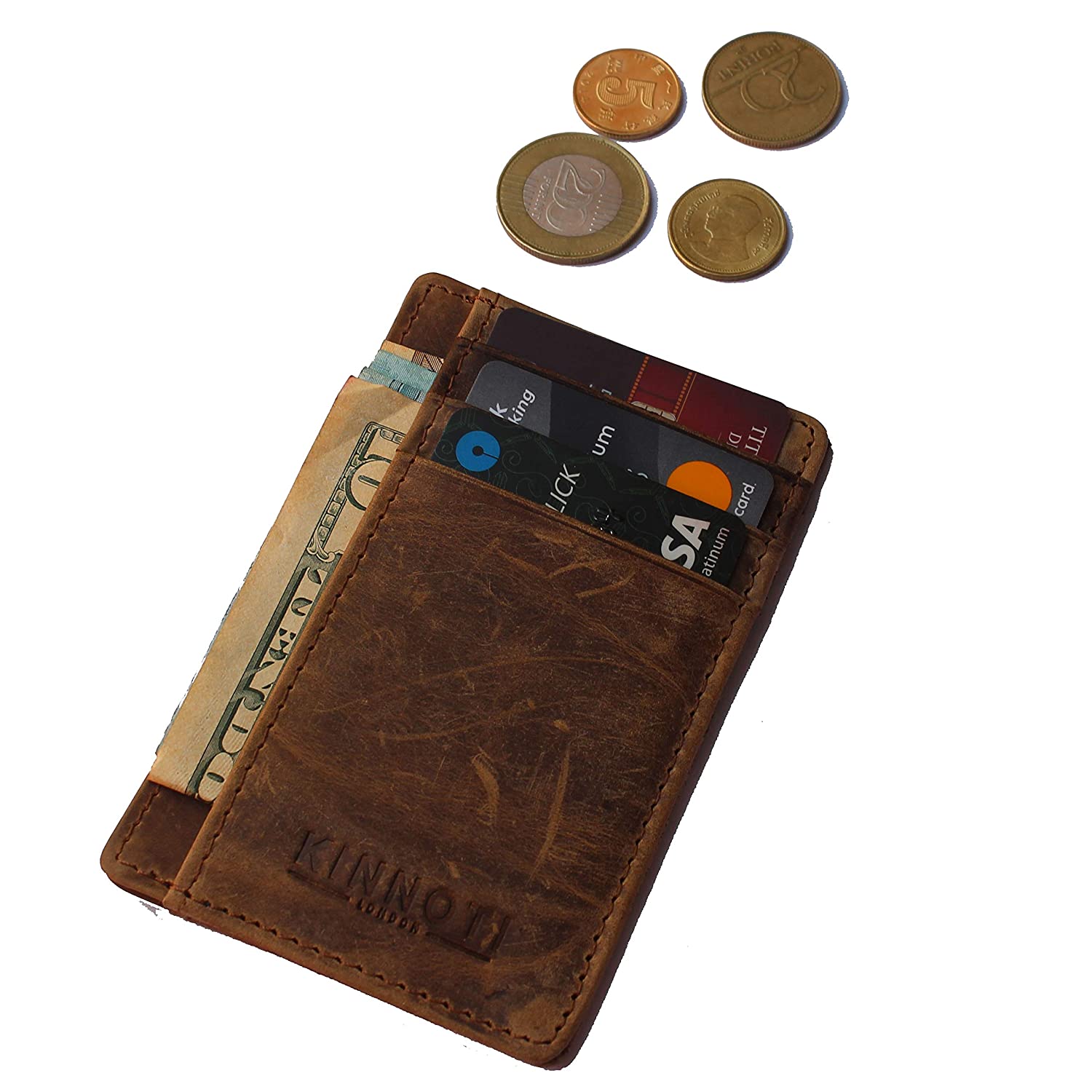 kinnoti RFID Minimalist Slim Credit Card Holder With 3 Hidden Pockets