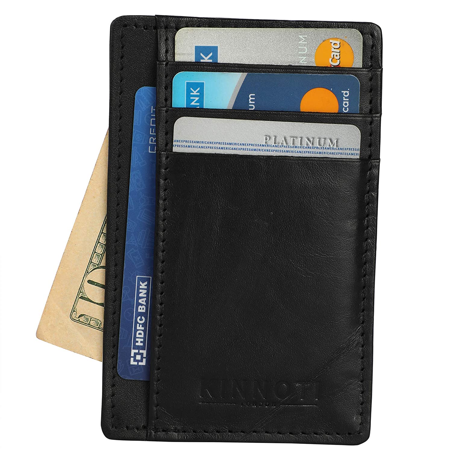 kinnoti RFID Minimalist Slim Credit Card Holder With 3 Hidden Pockets