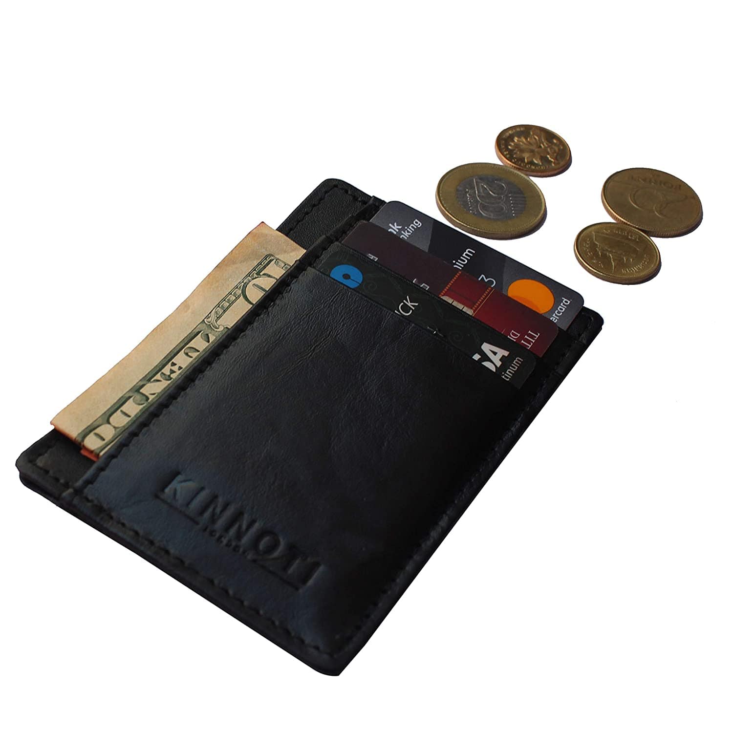 kinnoti RFID Minimalist Slim Credit Card Holder With 3 Hidden Pockets