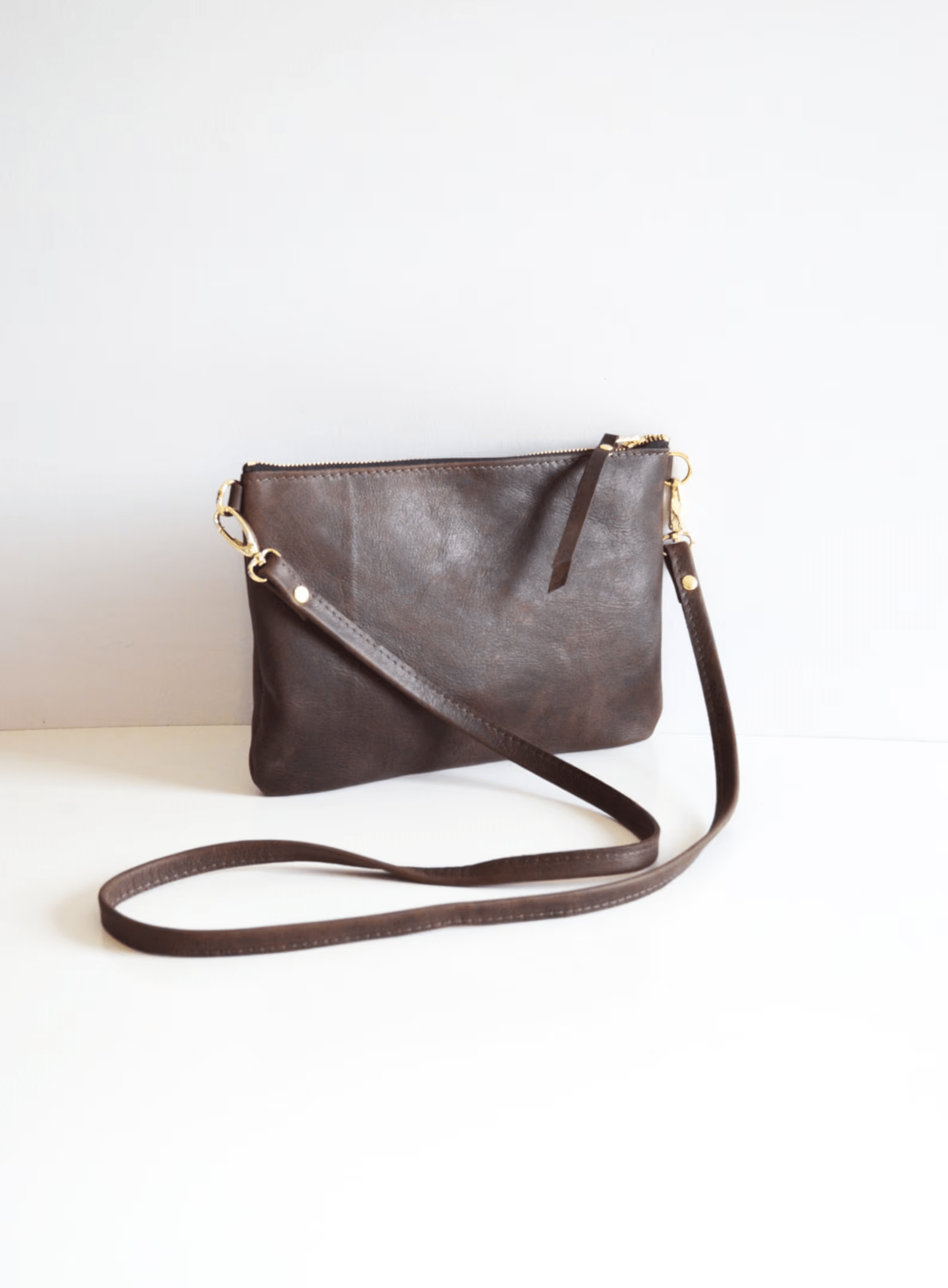 Kinnoti's Brown Black Genuine Leather Sling Bag For Women With Adjustable Brass Chain & Shoulder Pad