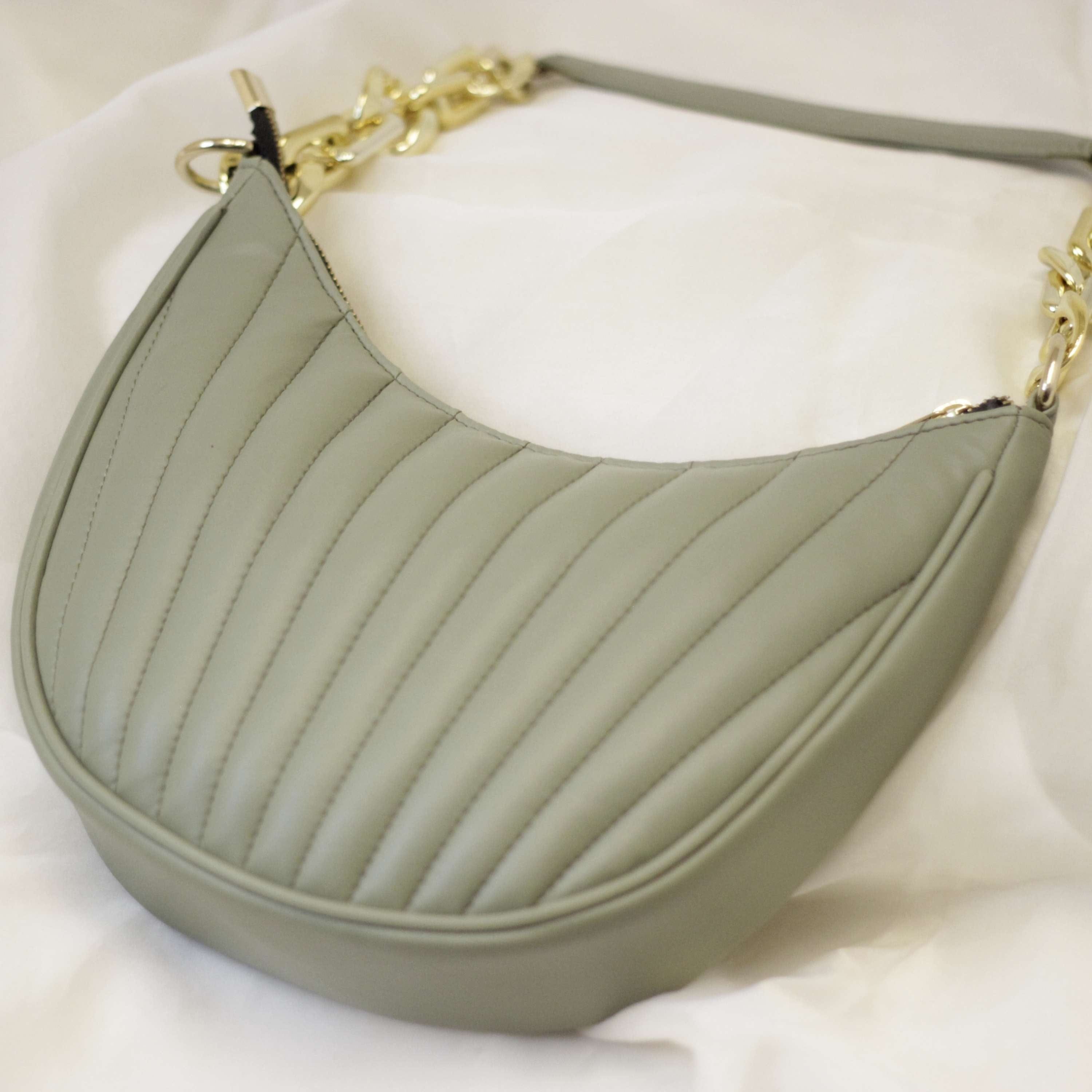 kinnoti Sea Green Striped Embossed Shoulder Bag