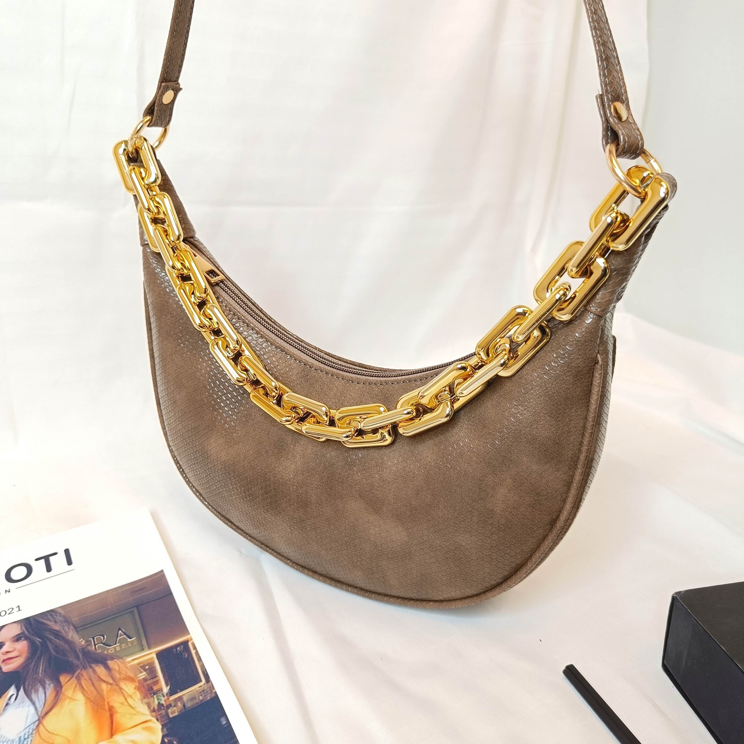 kinnoti Snake Pattern Moon Crossbody Bag