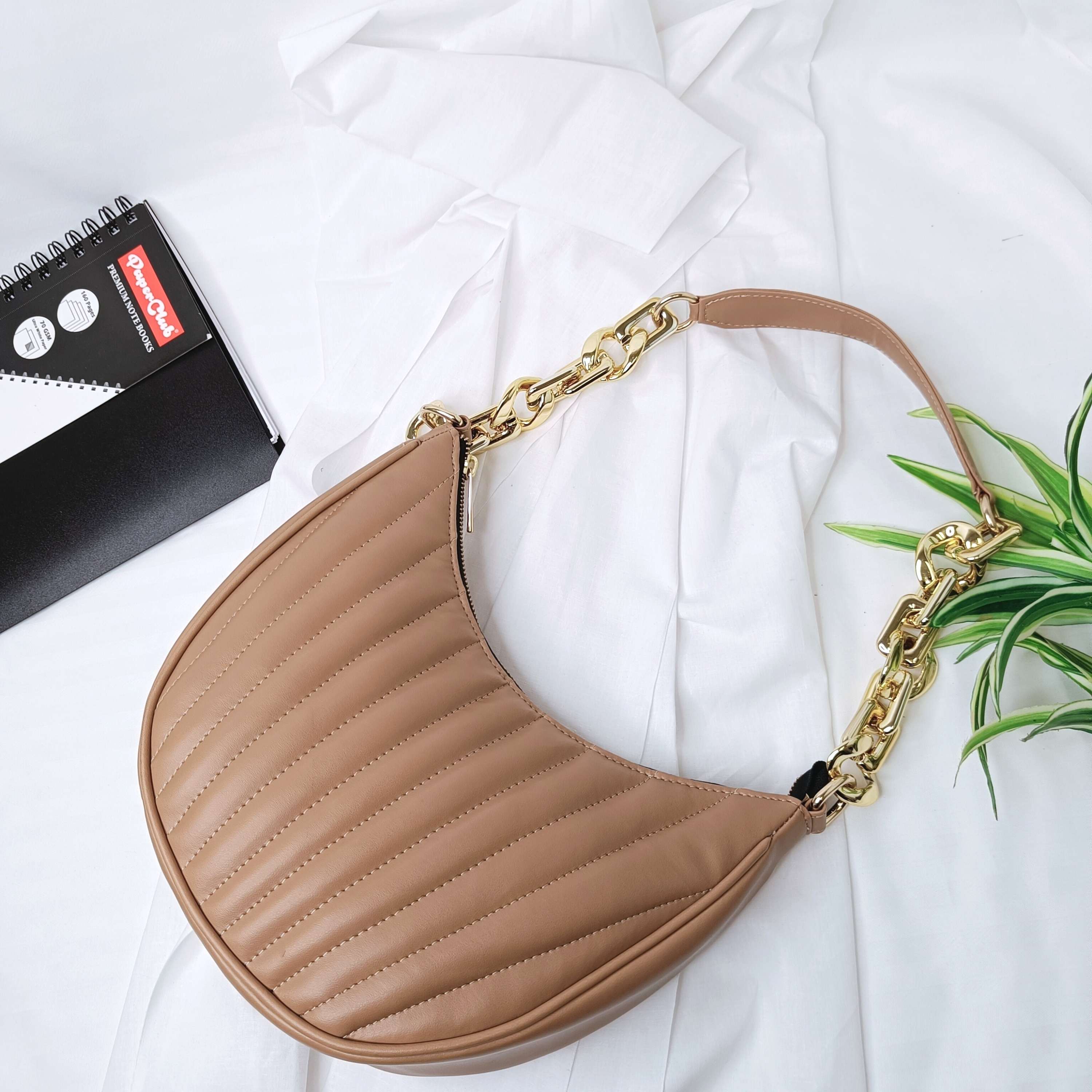 kinnoti Striped Embossed Shoulder Bag