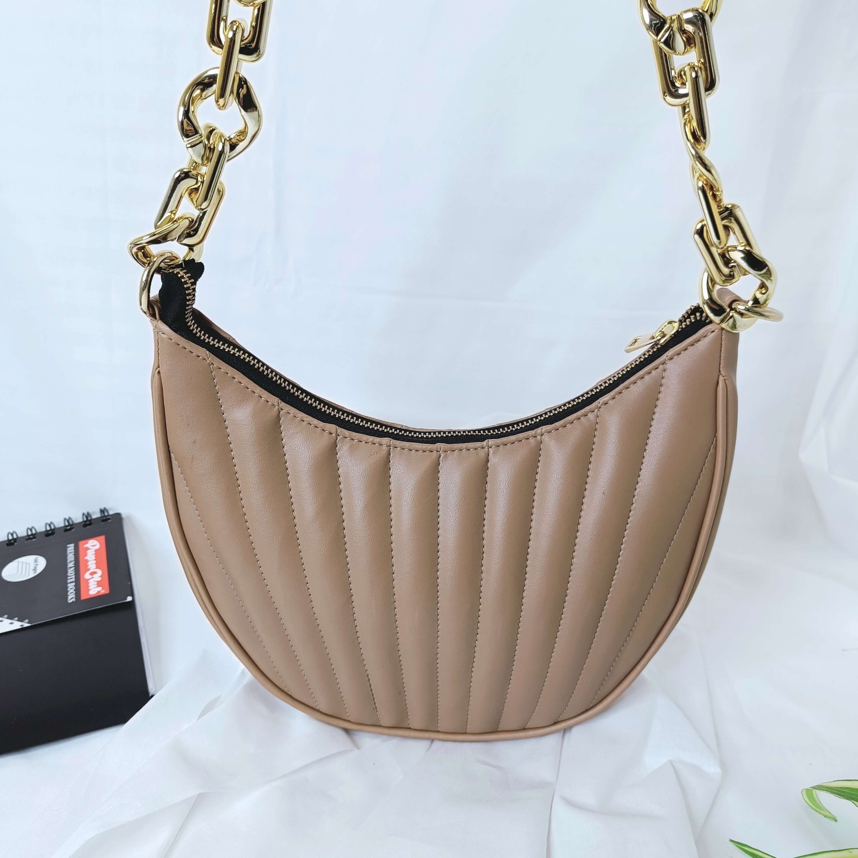 kinnoti Striped Embossed Shoulder Bag