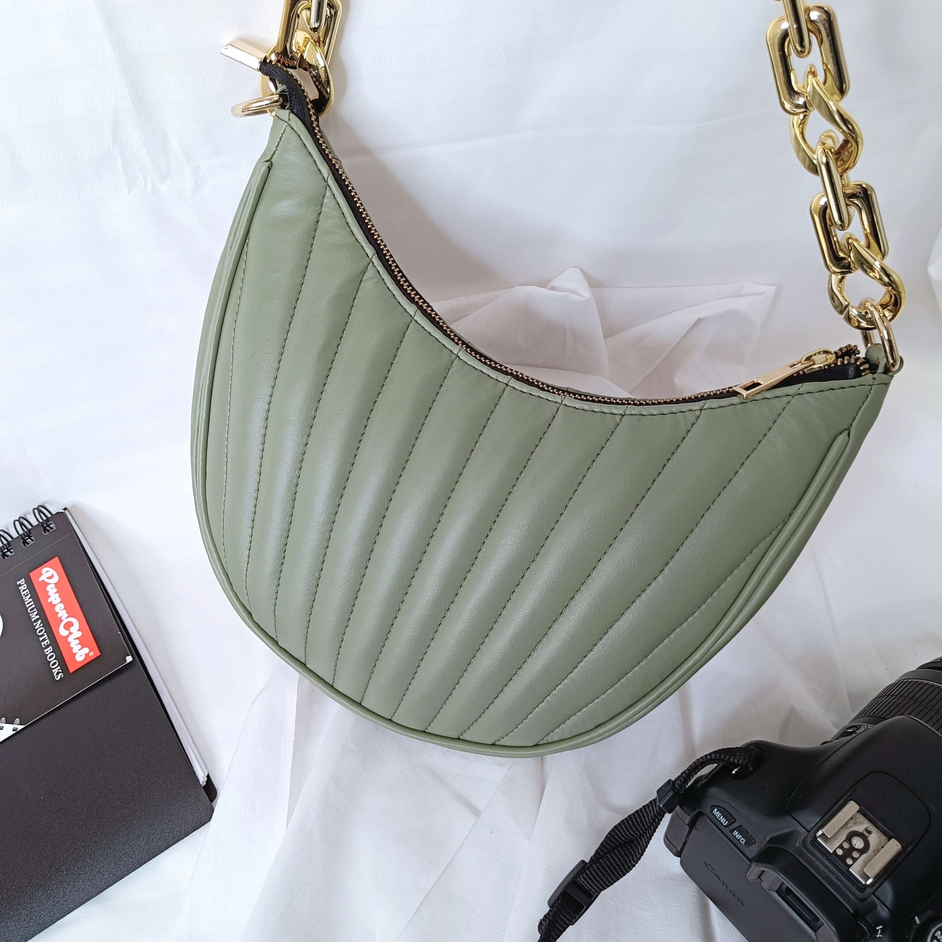 kinnoti Striped Embossed Shoulder Bag