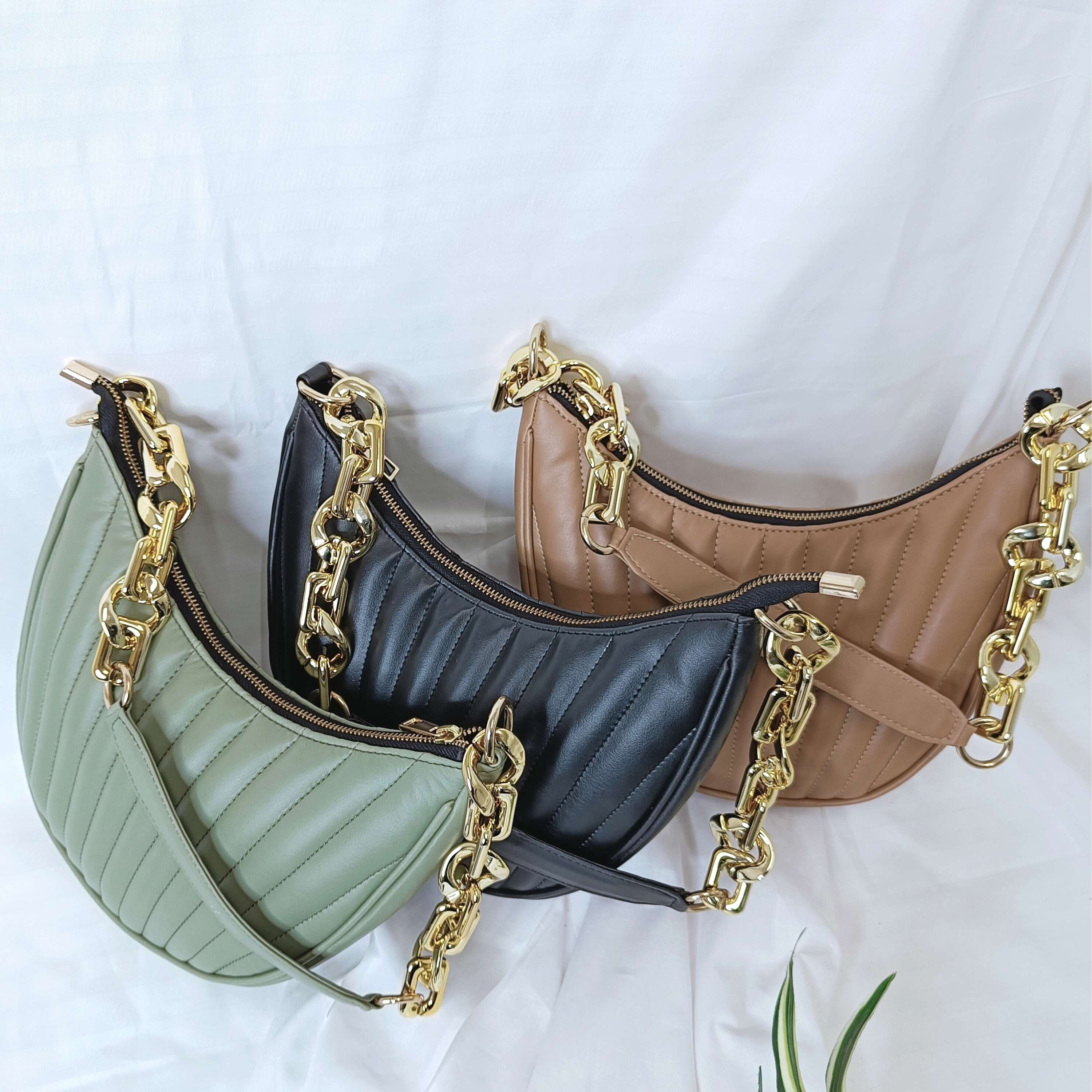 kinnoti Striped Embossed Shoulder Bag