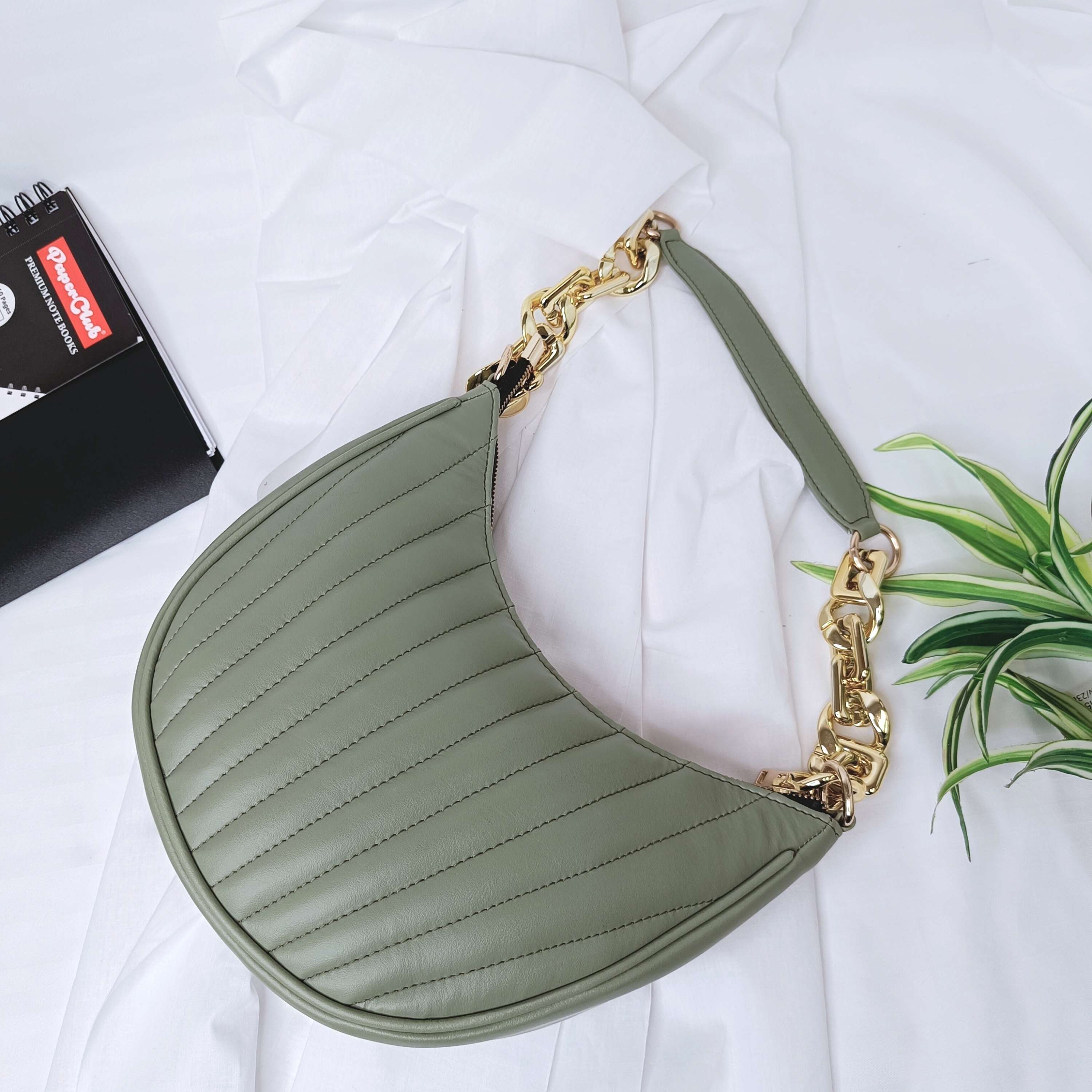 kinnoti Striped Embossed Shoulder Bag