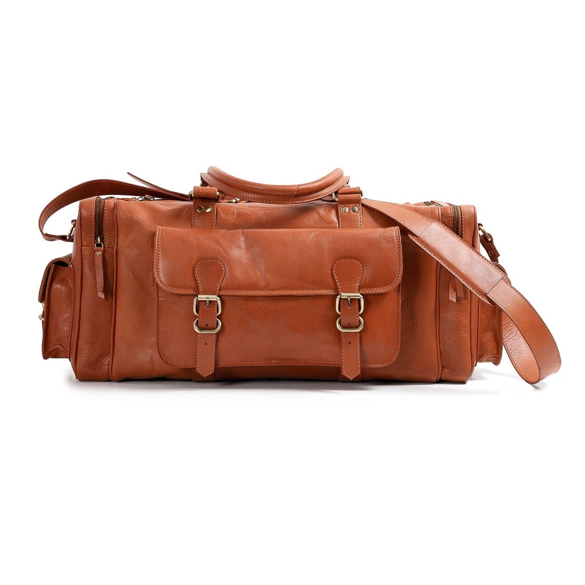 kinnoti Tan Leather Duffle Bag